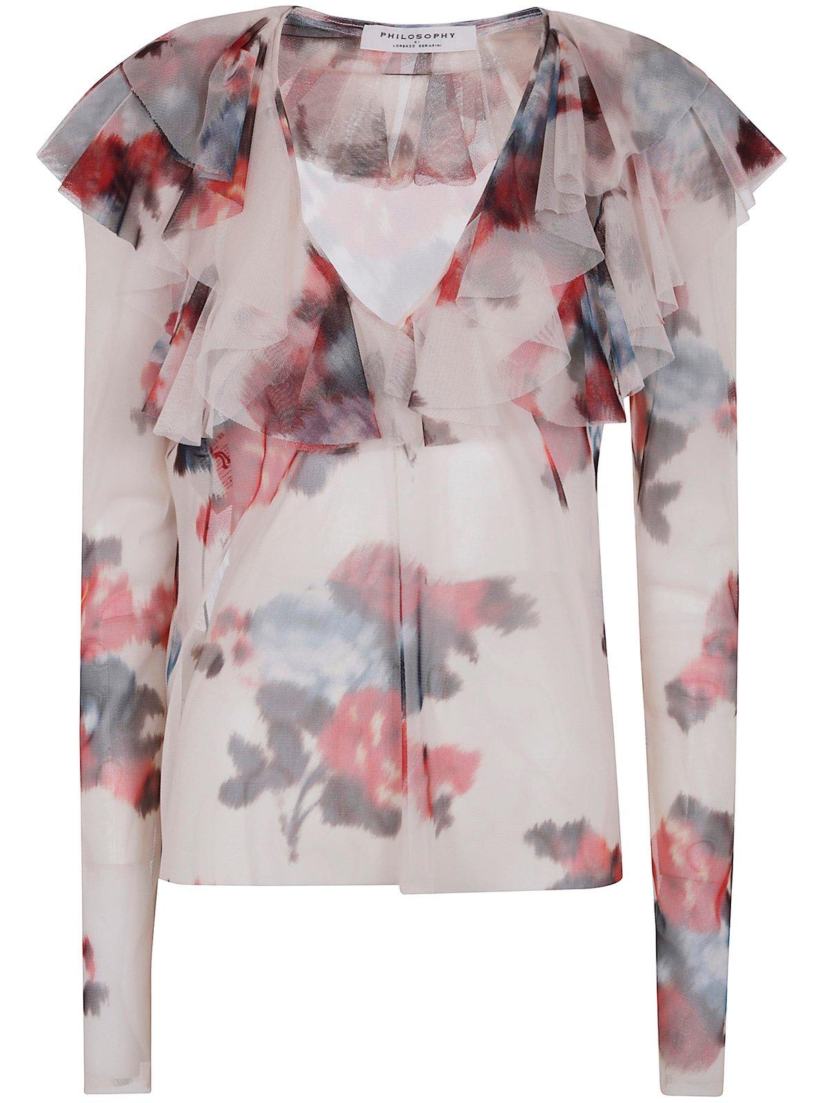 Tulle Flower Printed Blouse