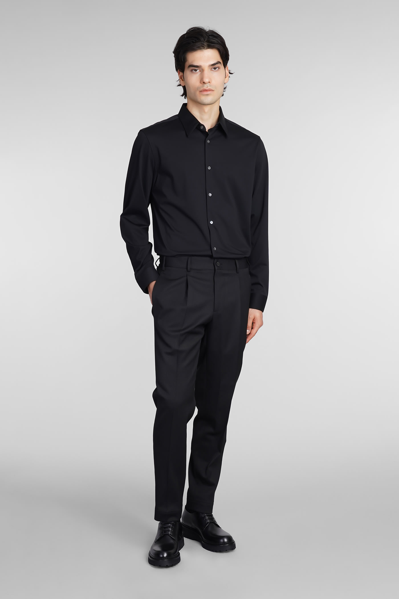 Theory Irving Linen Button Down Shirt In Black