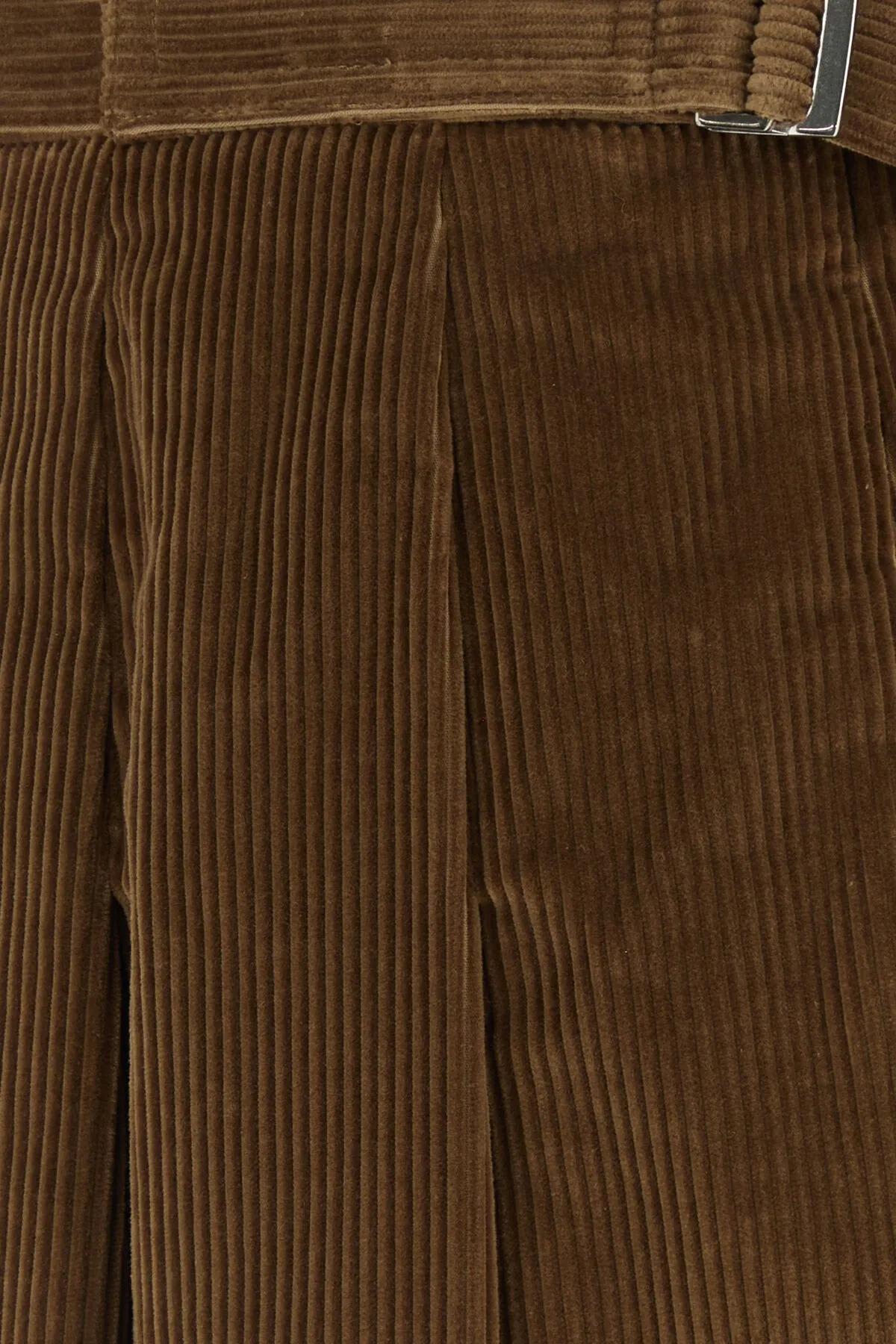 Weekend Max Mara Corduroy Zucca Mini Skirt With Belted Waist In Marrone