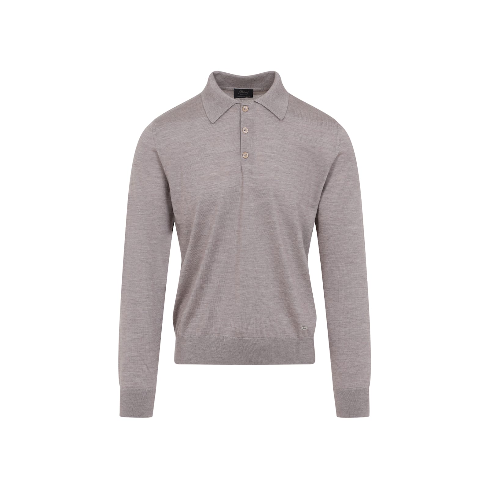 Brioni Cashmere-silk Blend Long-sleeve Polo In Gray