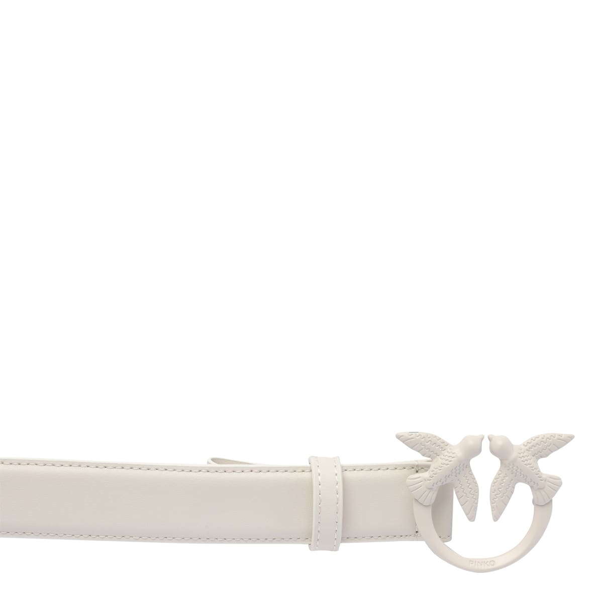 Shop Pinko Love Birds Buckle Belt In White