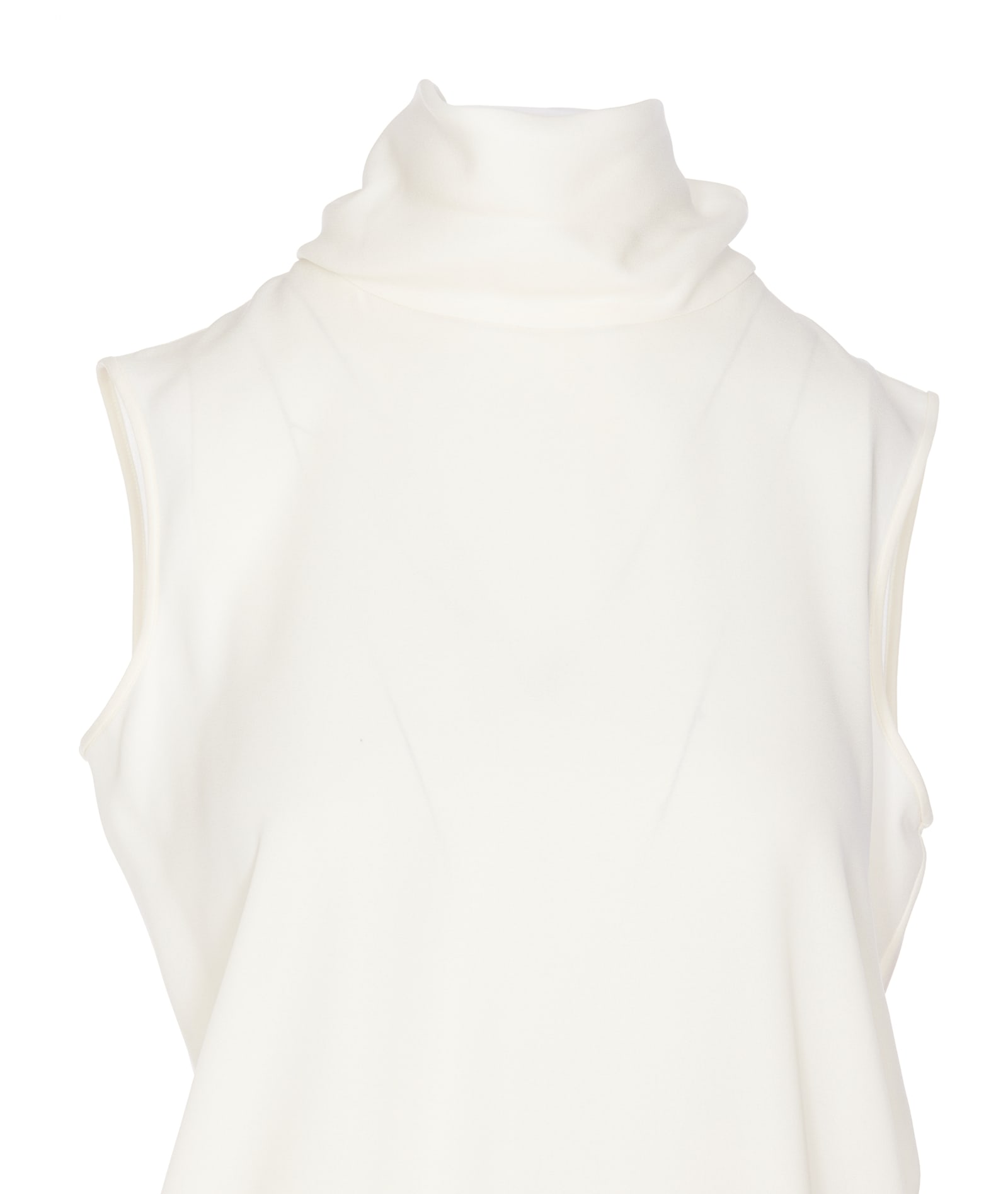 Valentino Draped Neckline Sleeveless Top In White