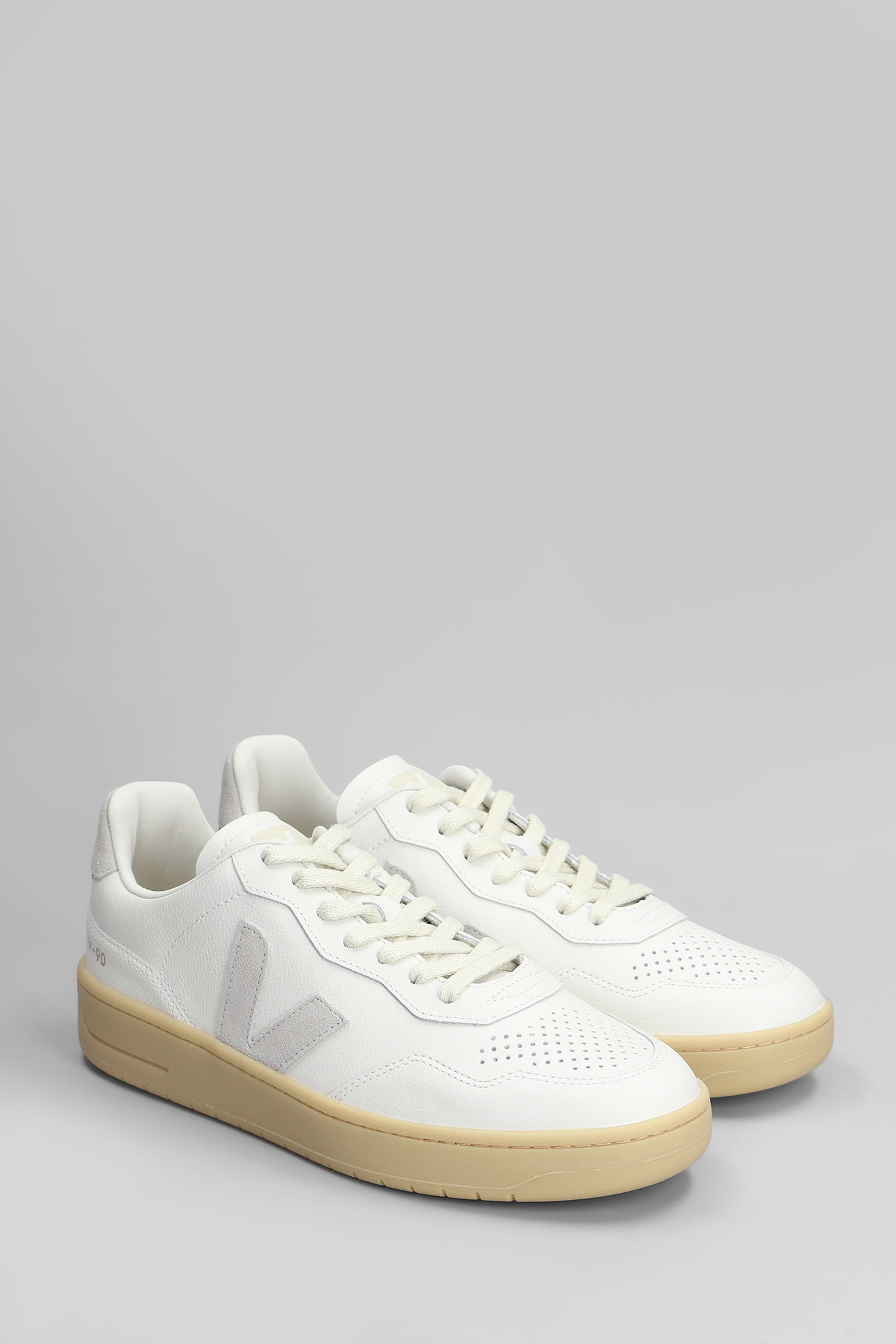 Veja V-90 O.t. Sneakers In White Leather In White