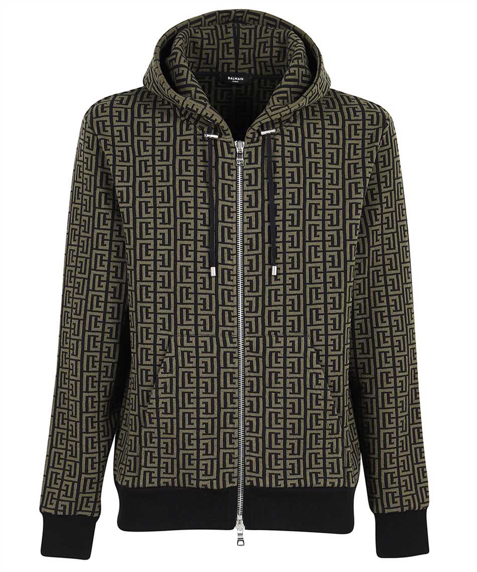 Shop Balmain Knitted Full-zip Sweatshirt In Black