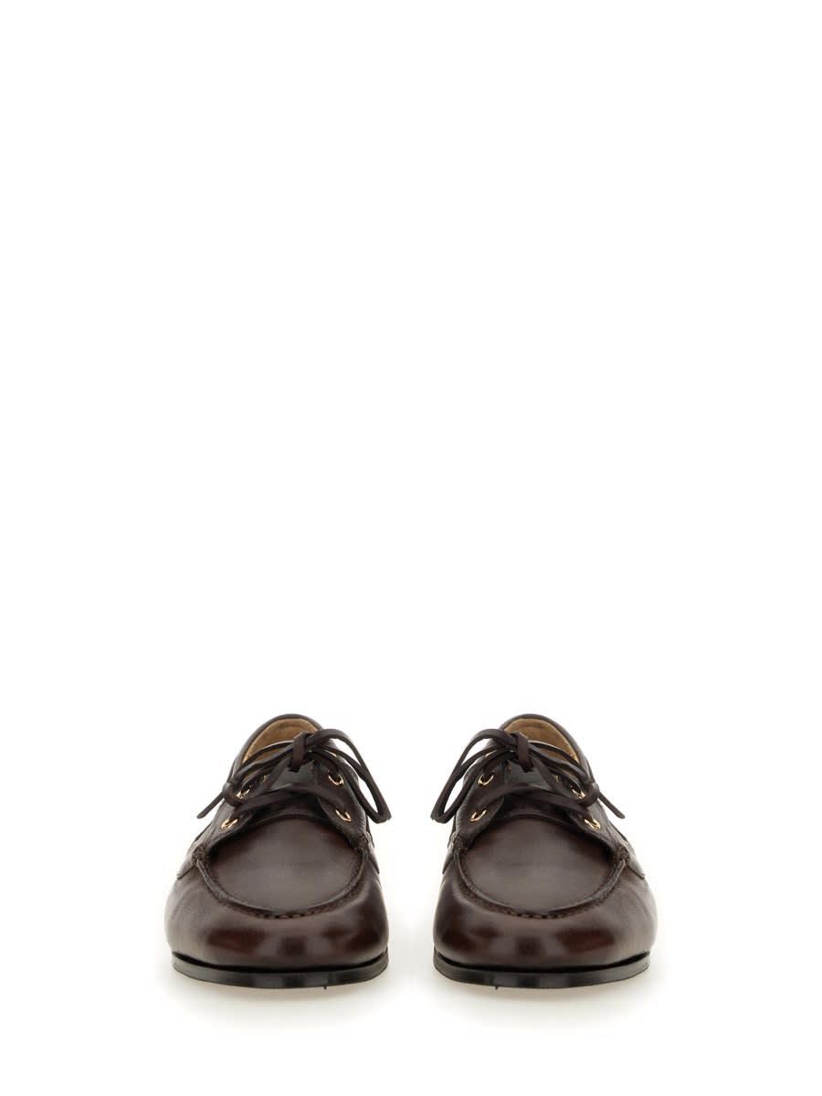Bally Apron Toe Stacked Heel Loafers With Eyelet Detailing In Brown