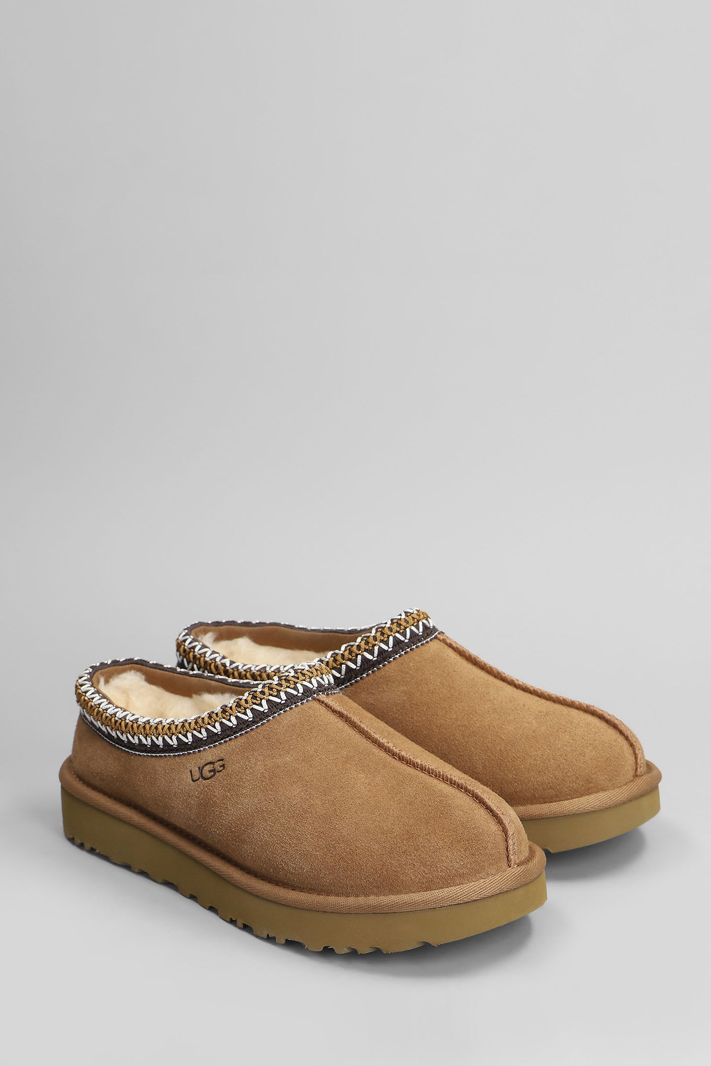 Ugg Tasman Slipper-mule In Leather Color Suede In Brown