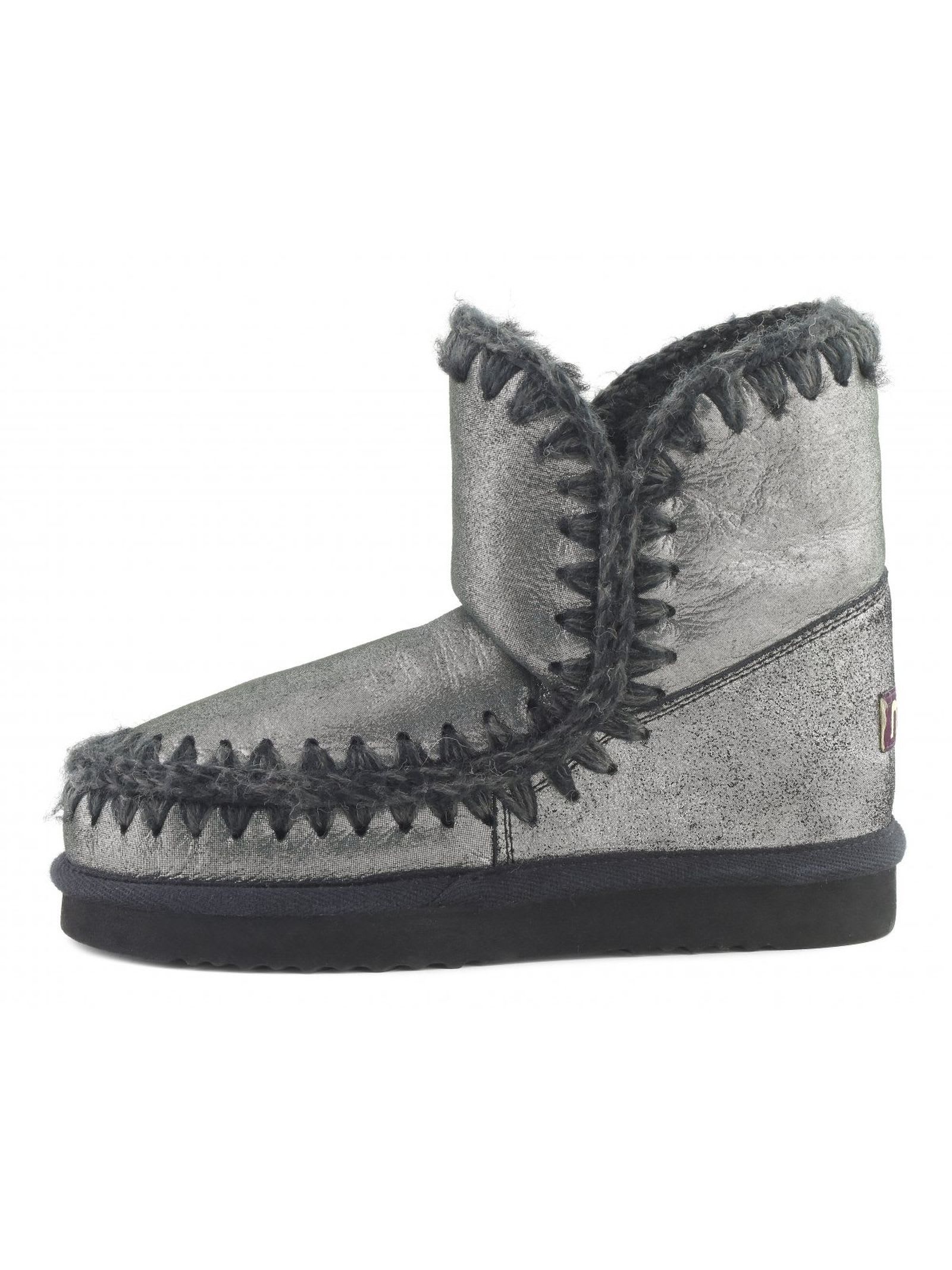 Mou Microglitter Black Double-face Sheepskin Eskimo 18 In Black