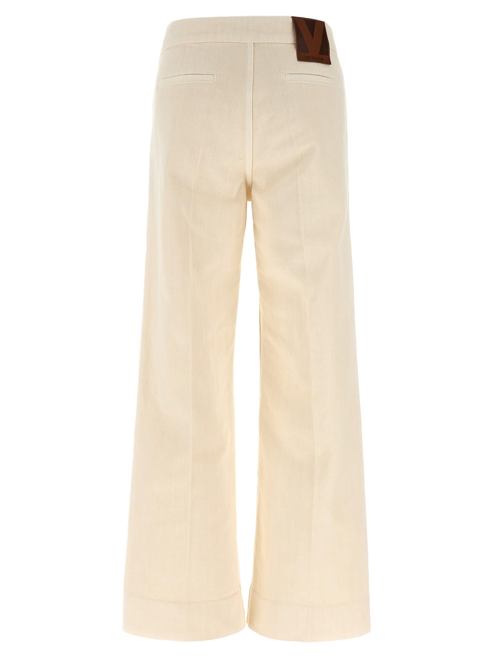 Valentino Vgold Low-rise Wide-leg Jeans In White
