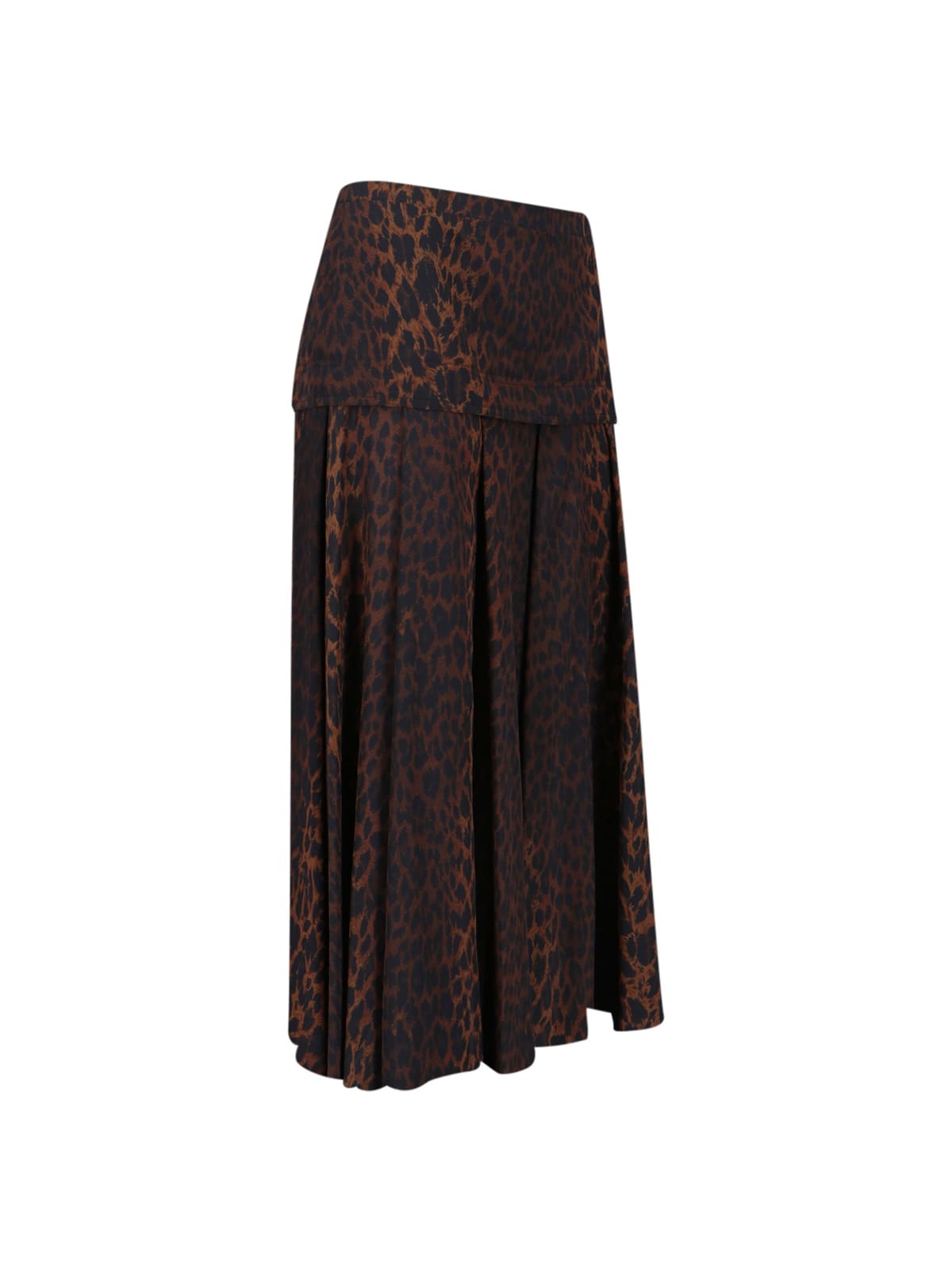 Balenciaga Godet-panelled Silk-crepe Midi Skirt In Brown