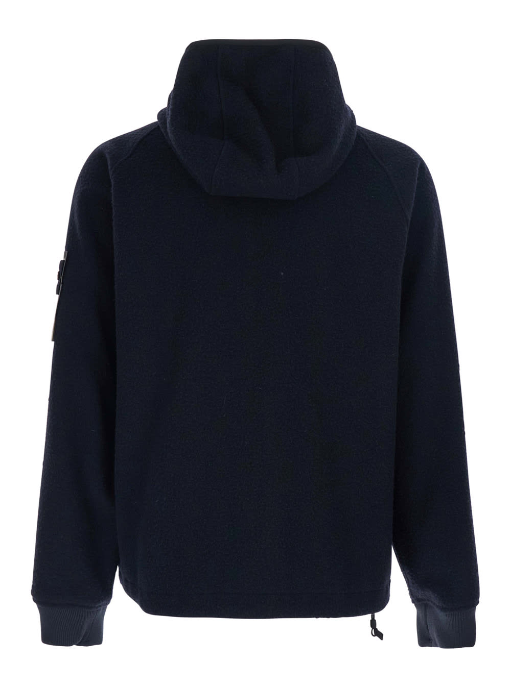 Stone Island Blue Jacket With Fixed Hood And Logo Patch On The Sleeve In Fleece Man In Blue