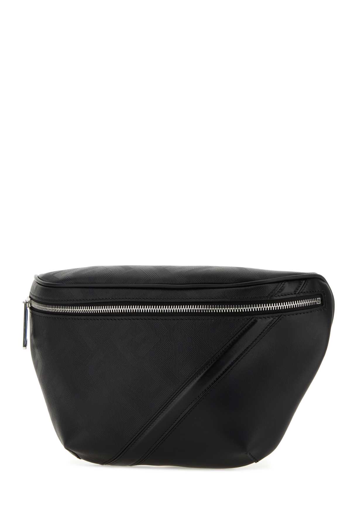 Shop Fendi Black Leather And Fabric Belt Bag In Neropalladio