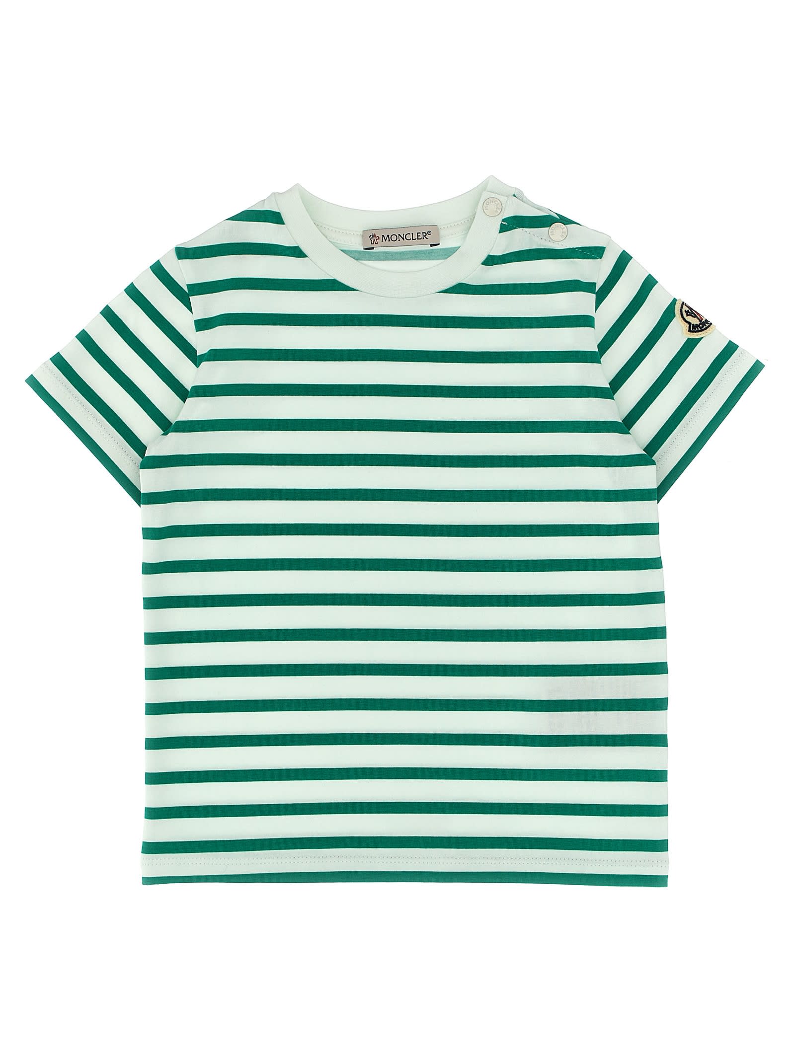 Moncler Kids' Striped T-shrit In Green