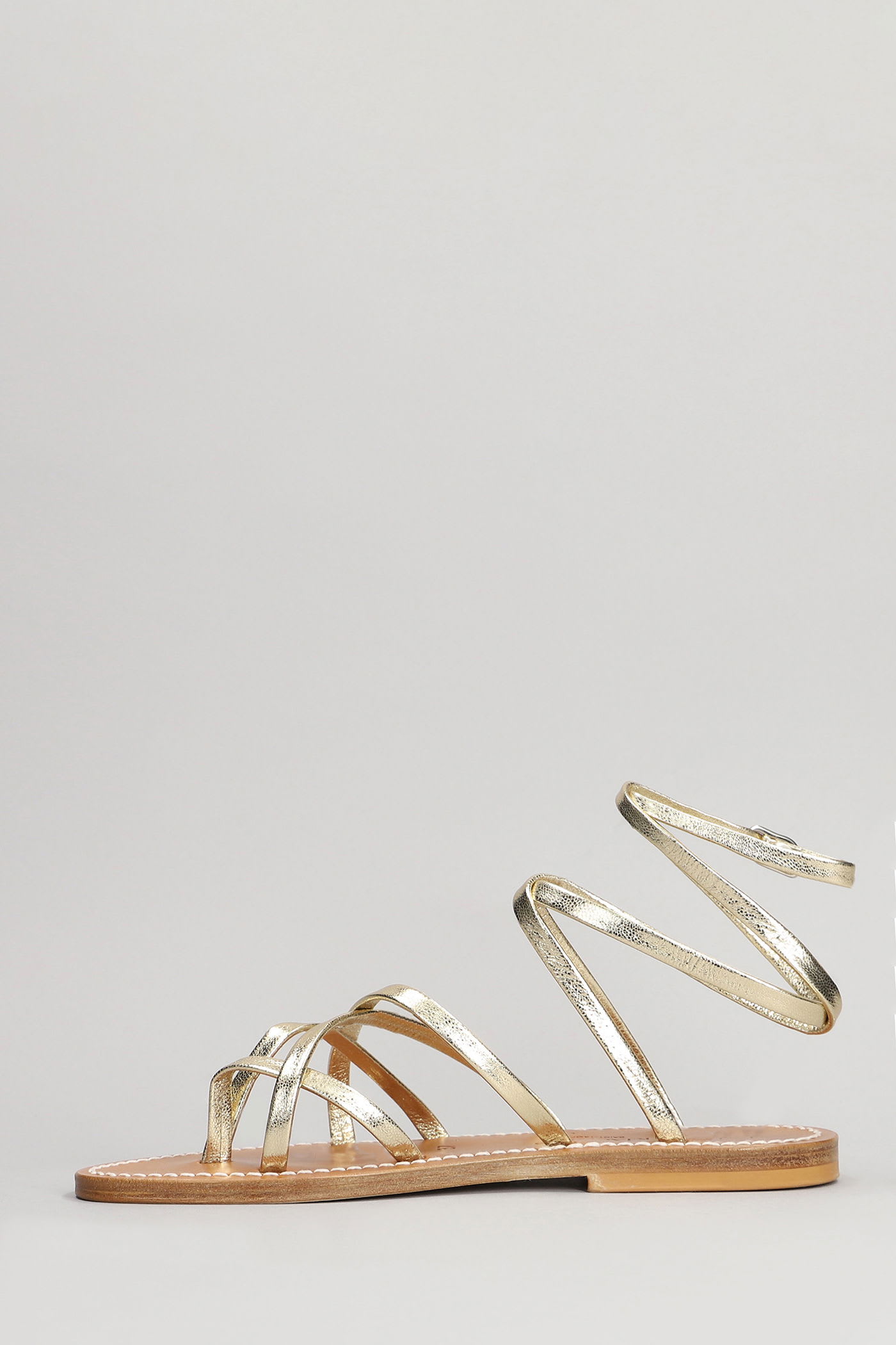 Kjacques K Jacques Metallic Leather Zenobie Flat Sandals