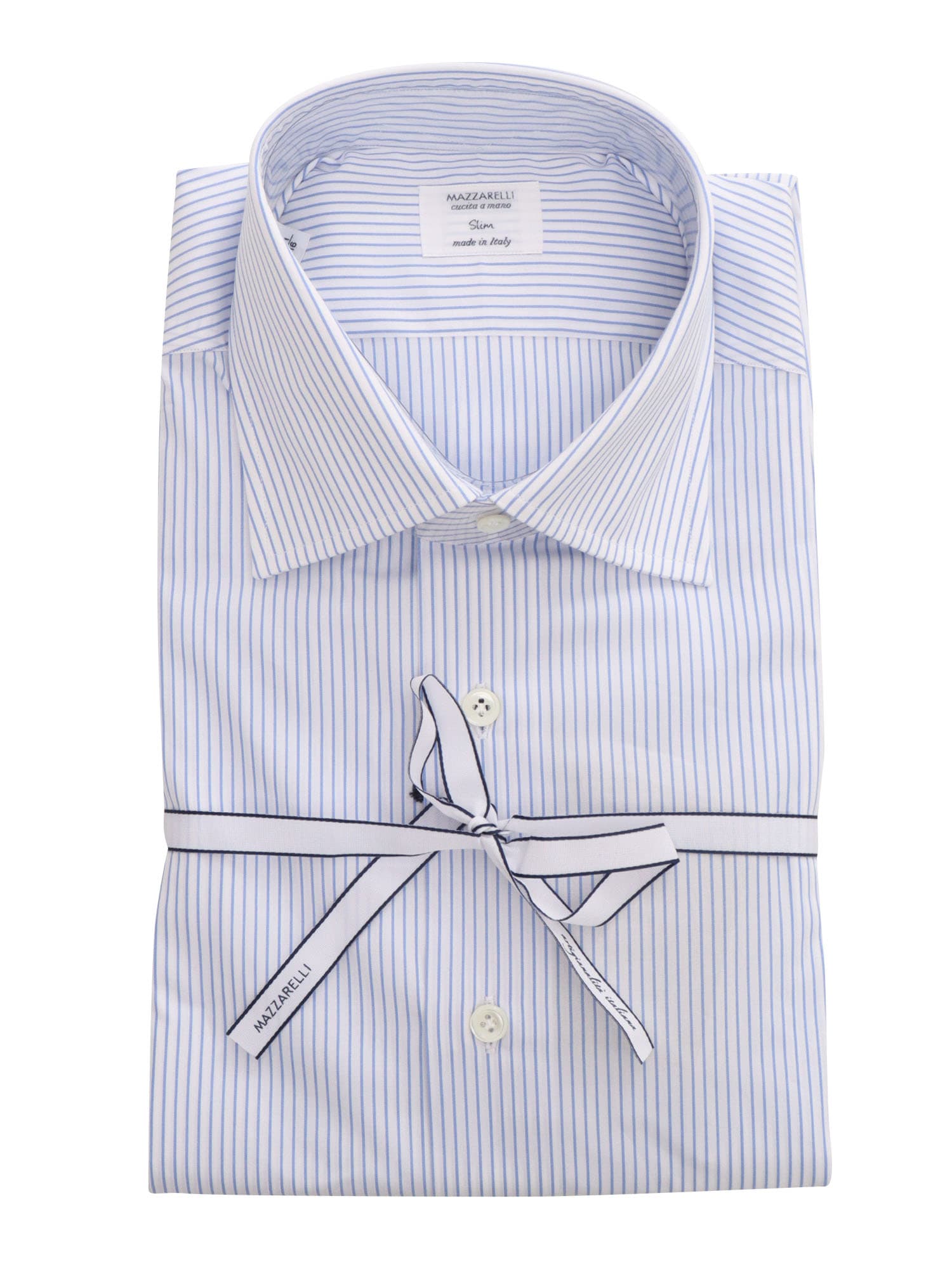 Shop Mazzarelli Striped Cotton Shirt In Light Blue