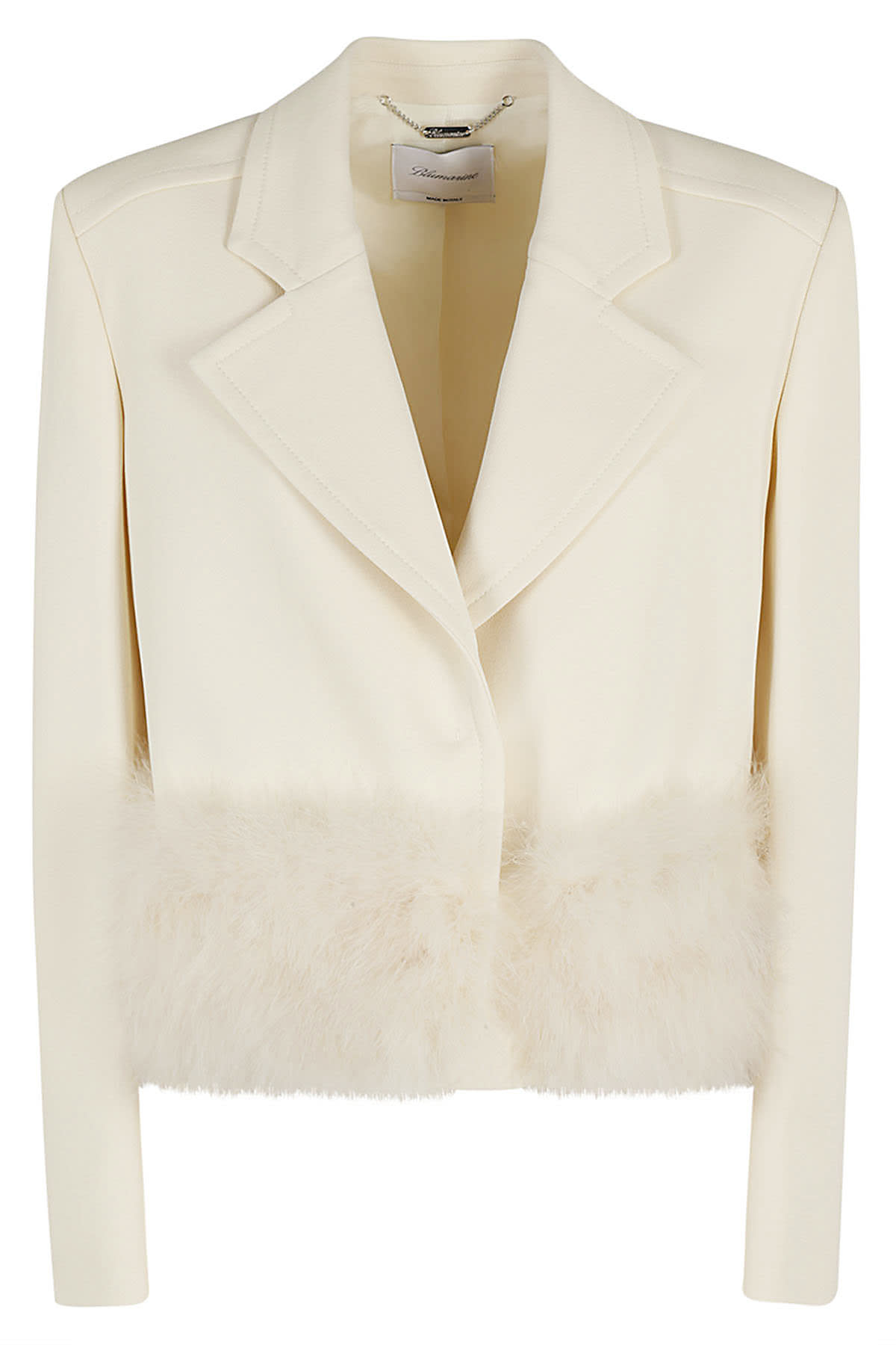 Shop Blumarine Jacket Sable W Feath In Ivory