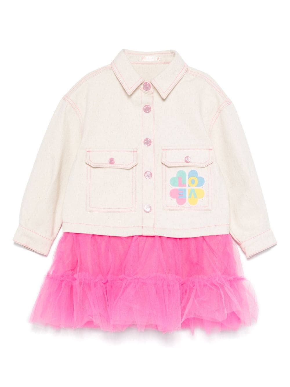 Billieblush Kids' Abito Con Stampa In Beige