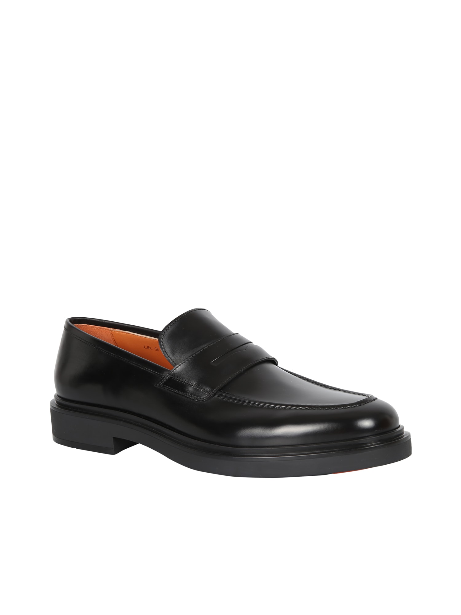 Shop Santoni Penny Loafers In Black