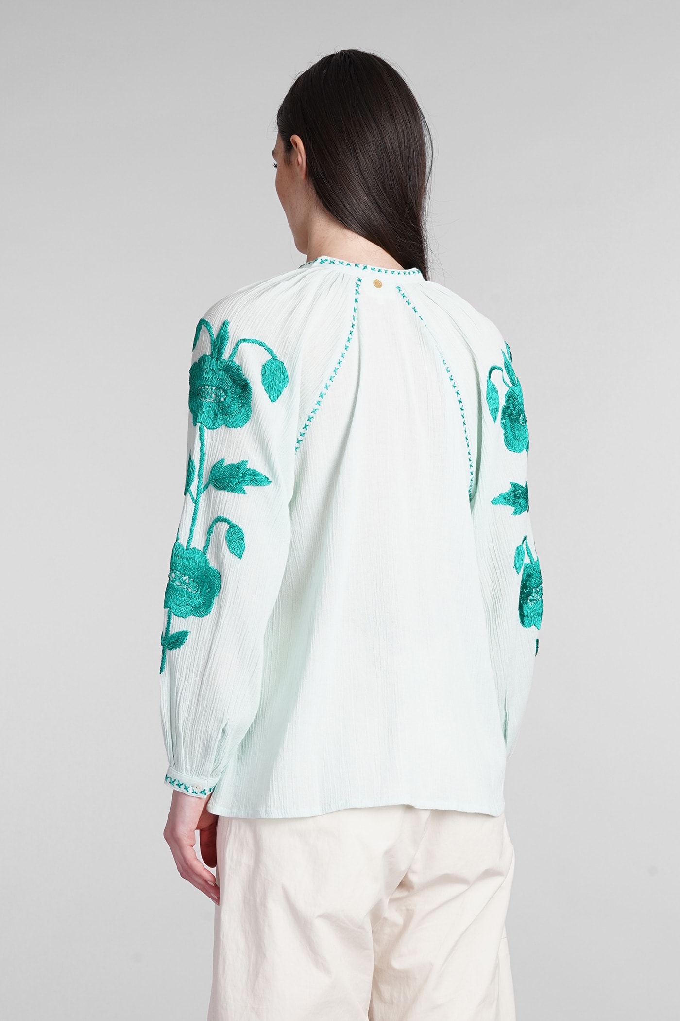 Shop Antik Batik Ila Blouse In Cyan Cotton