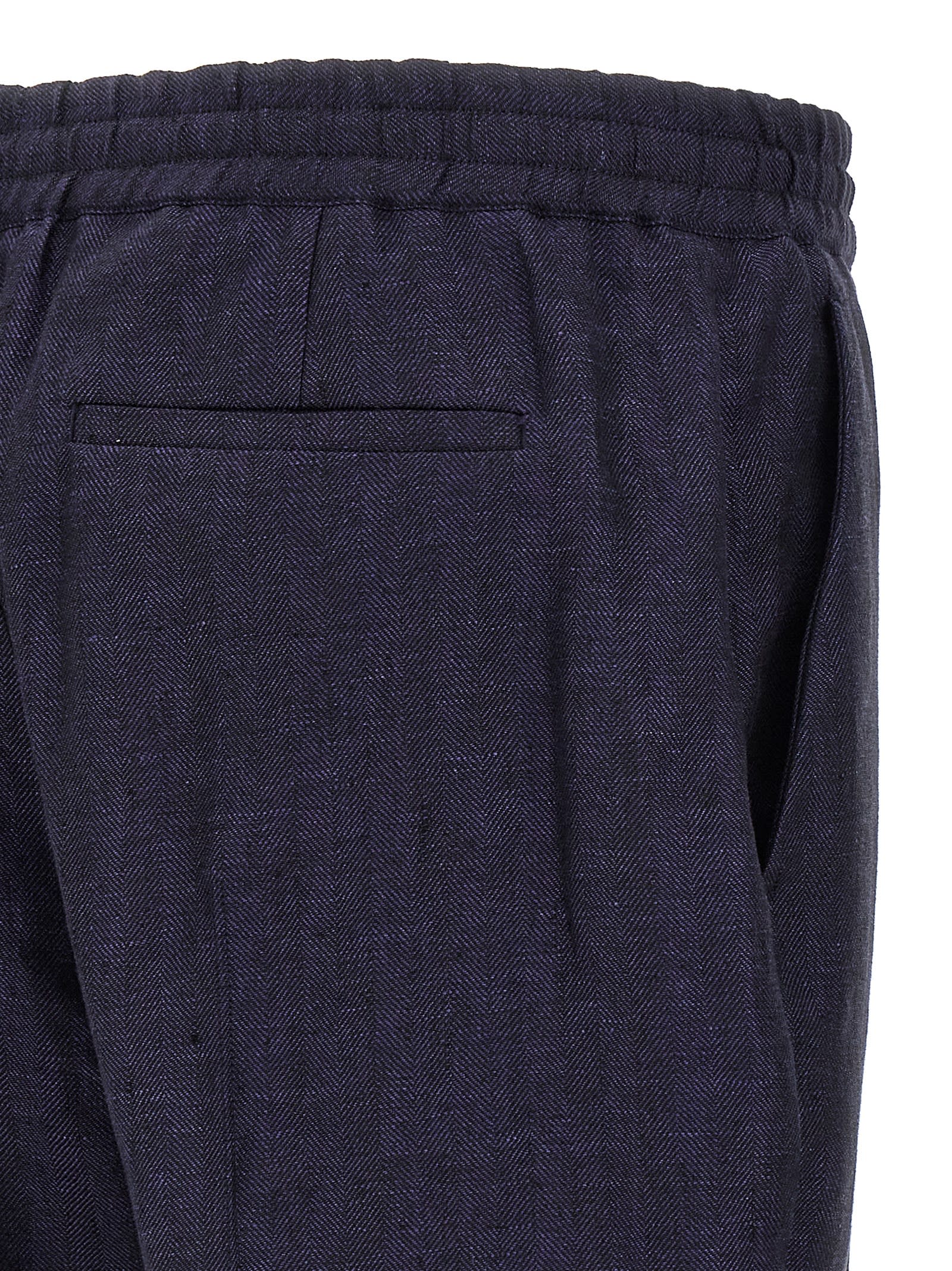 Berluti Straight Leg Wool Blend Pants With Elastic Waistband In Blue
