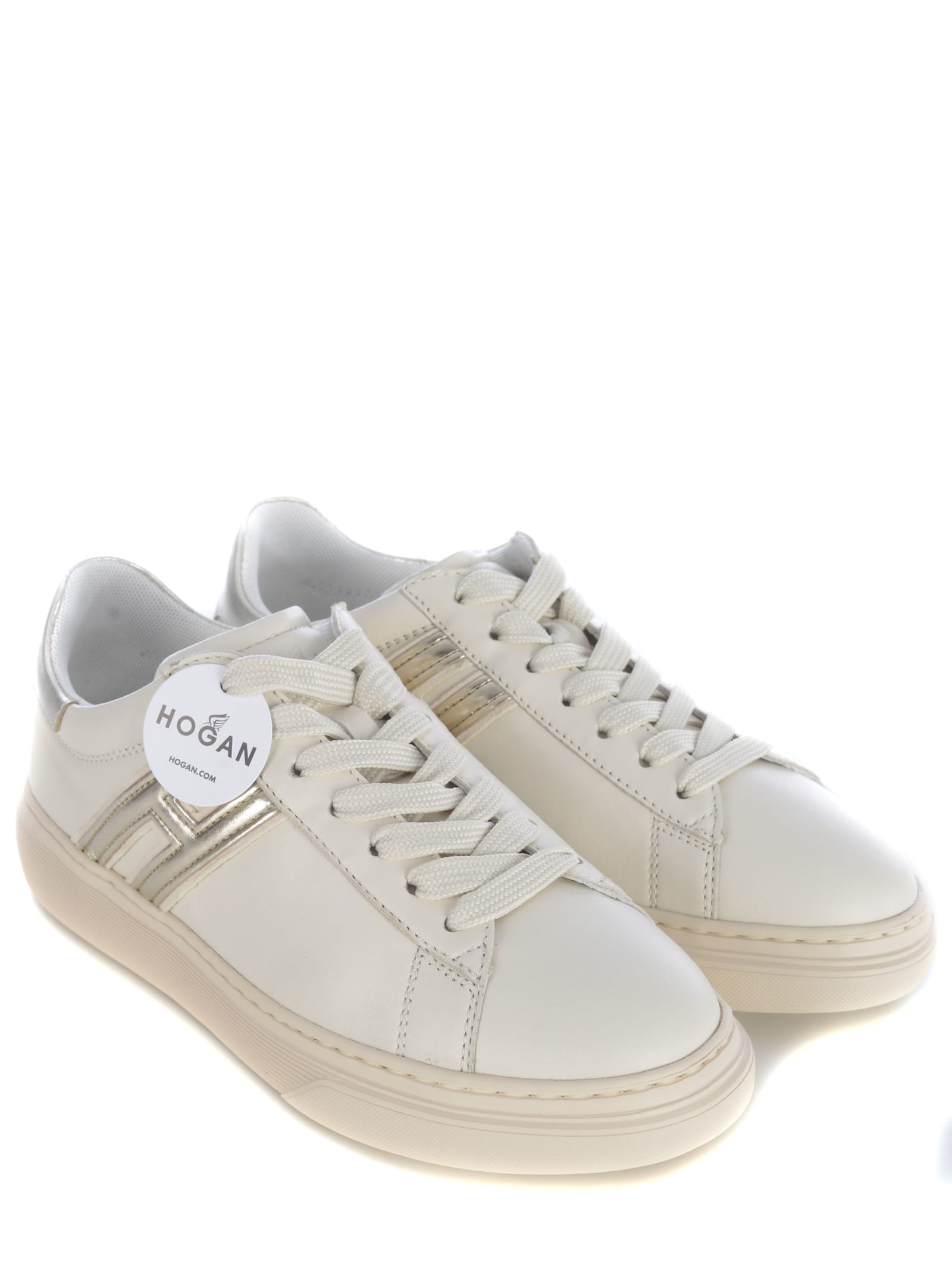 Shop Hogan Sneakers  H365 In Leather In Crema