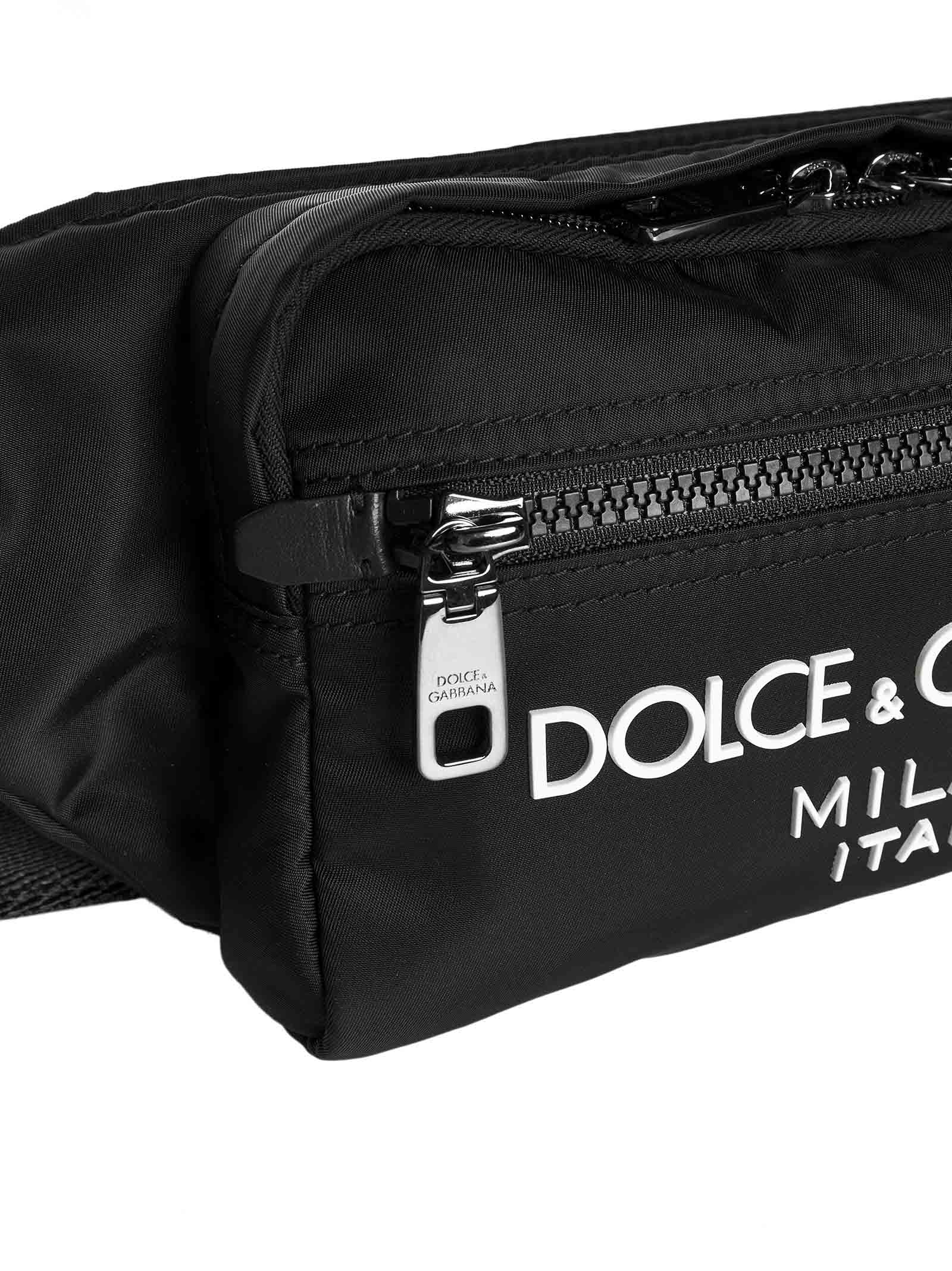 Dolce & Gabbana Nylon Beltpack Bag With Logo In Black