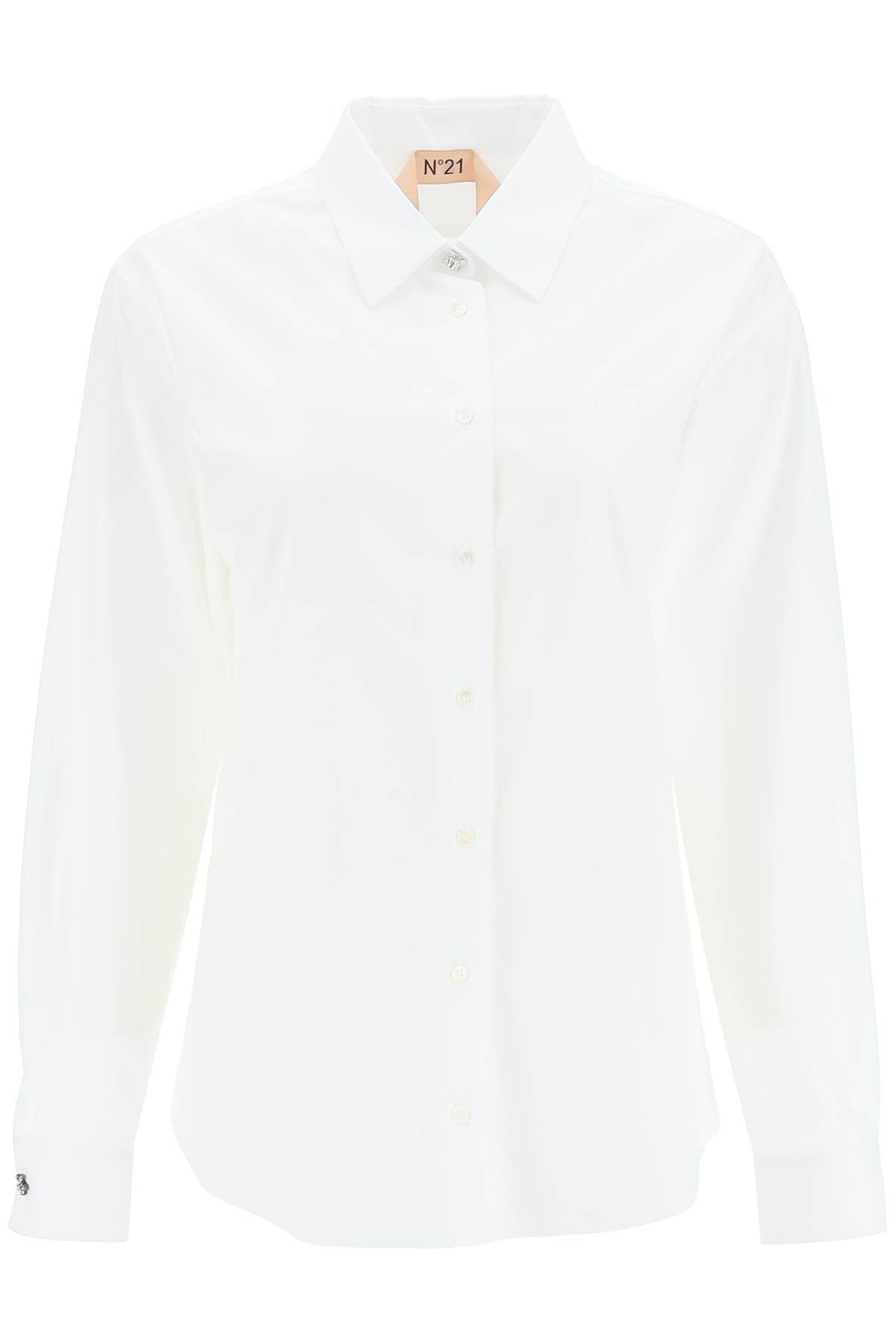 Shop N°21 Shirt With Jewel Buttons In Bianco Ottico (white)