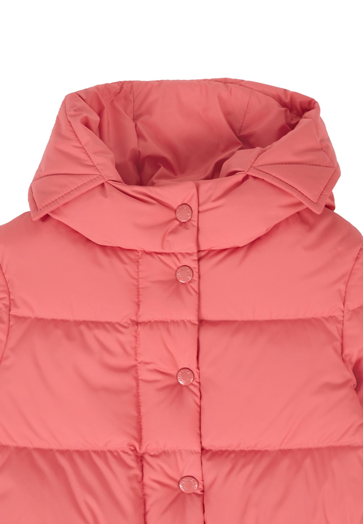 Moncler Pink Tazui Down Jacket For Baby Girl With Logo In Pink