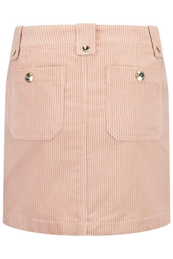 Shop Chloé Studded Corduroy Mini Skirt In Pink