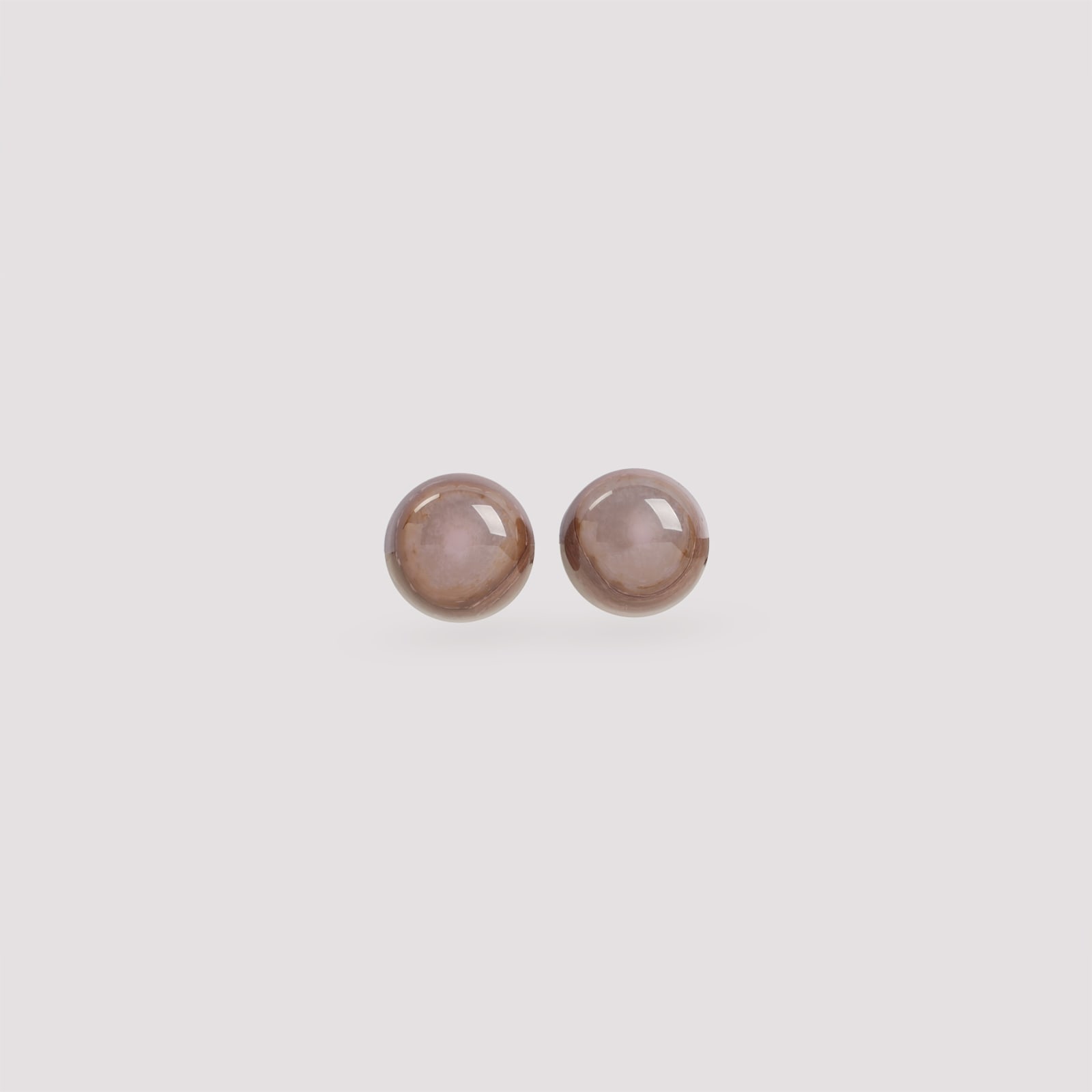 Giorgio Armani Glossy Brass Earrings With Rounded Design In Brown