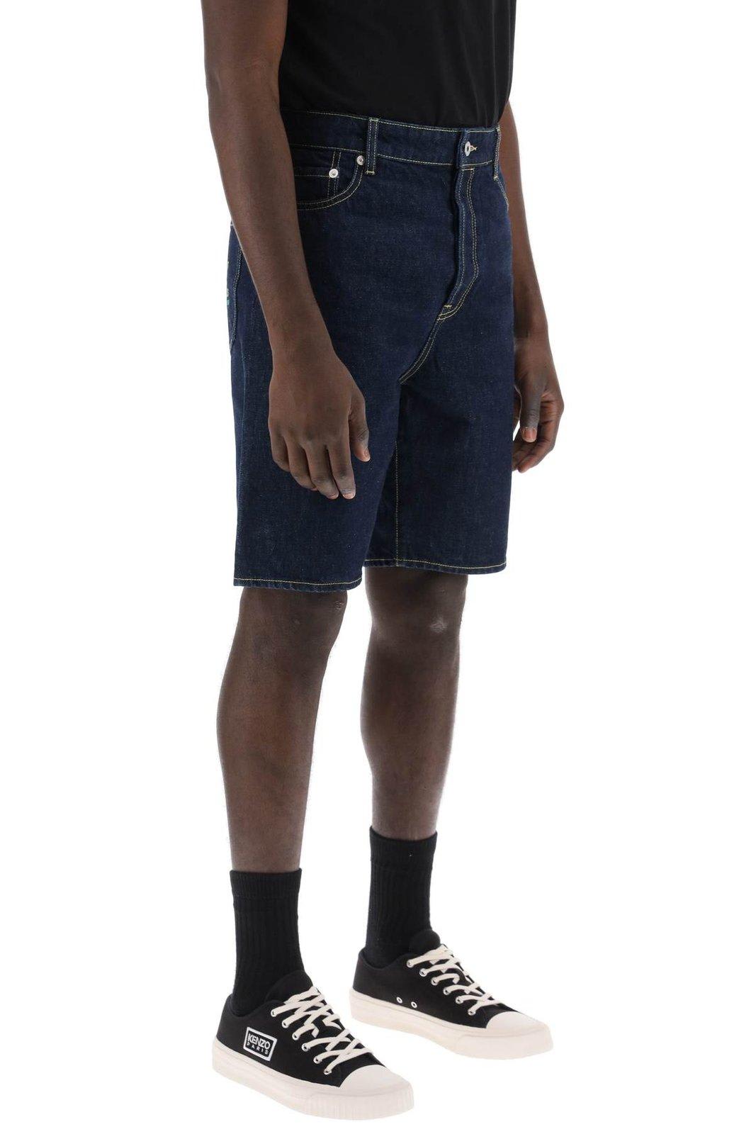Shop Kenzo Creations Slim-fit Baradenim Shorts In Dm Rinse Blue Denim