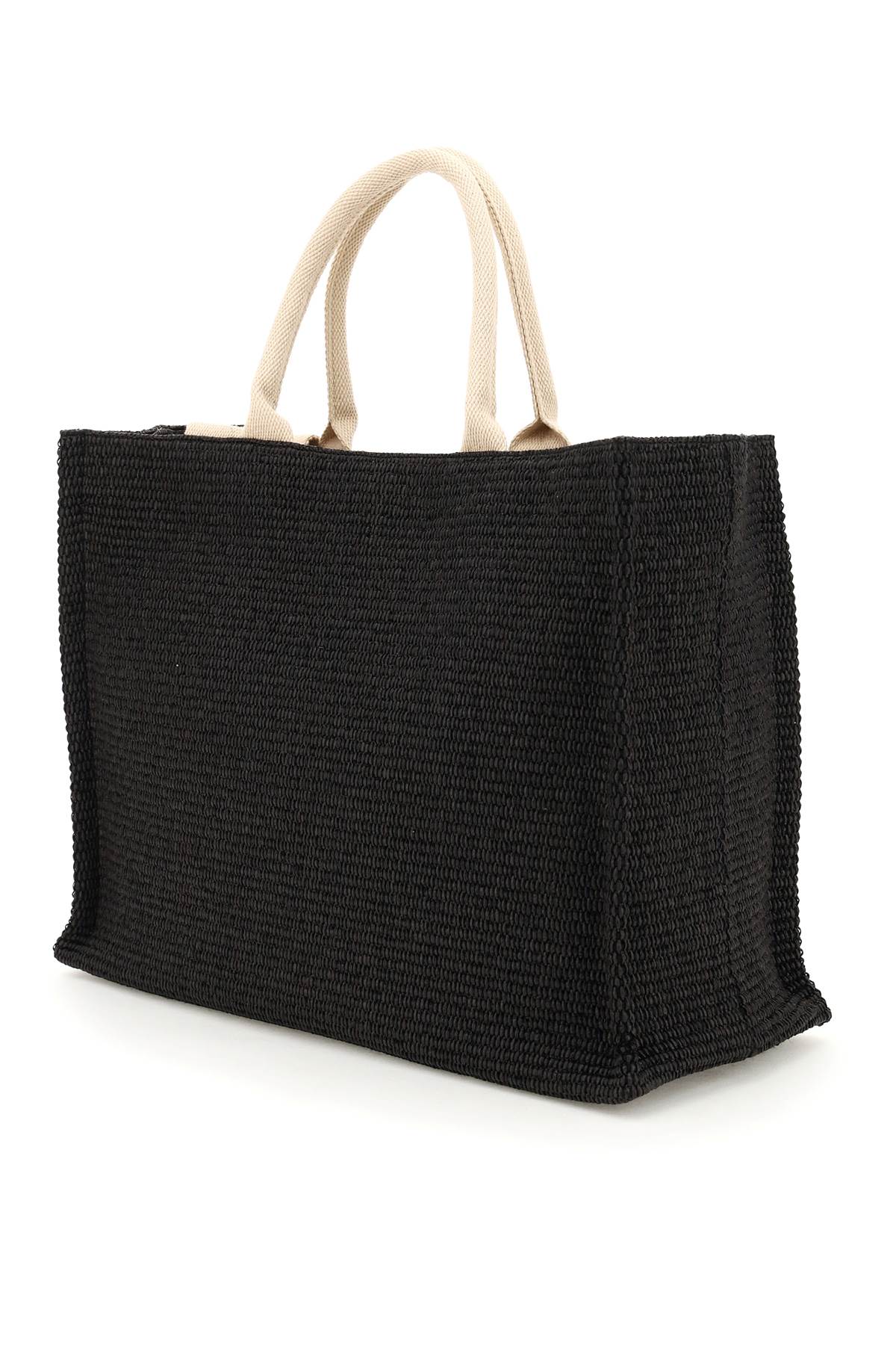 Marni Women Raffia Effect Fabric Small Tote Bag In Black
