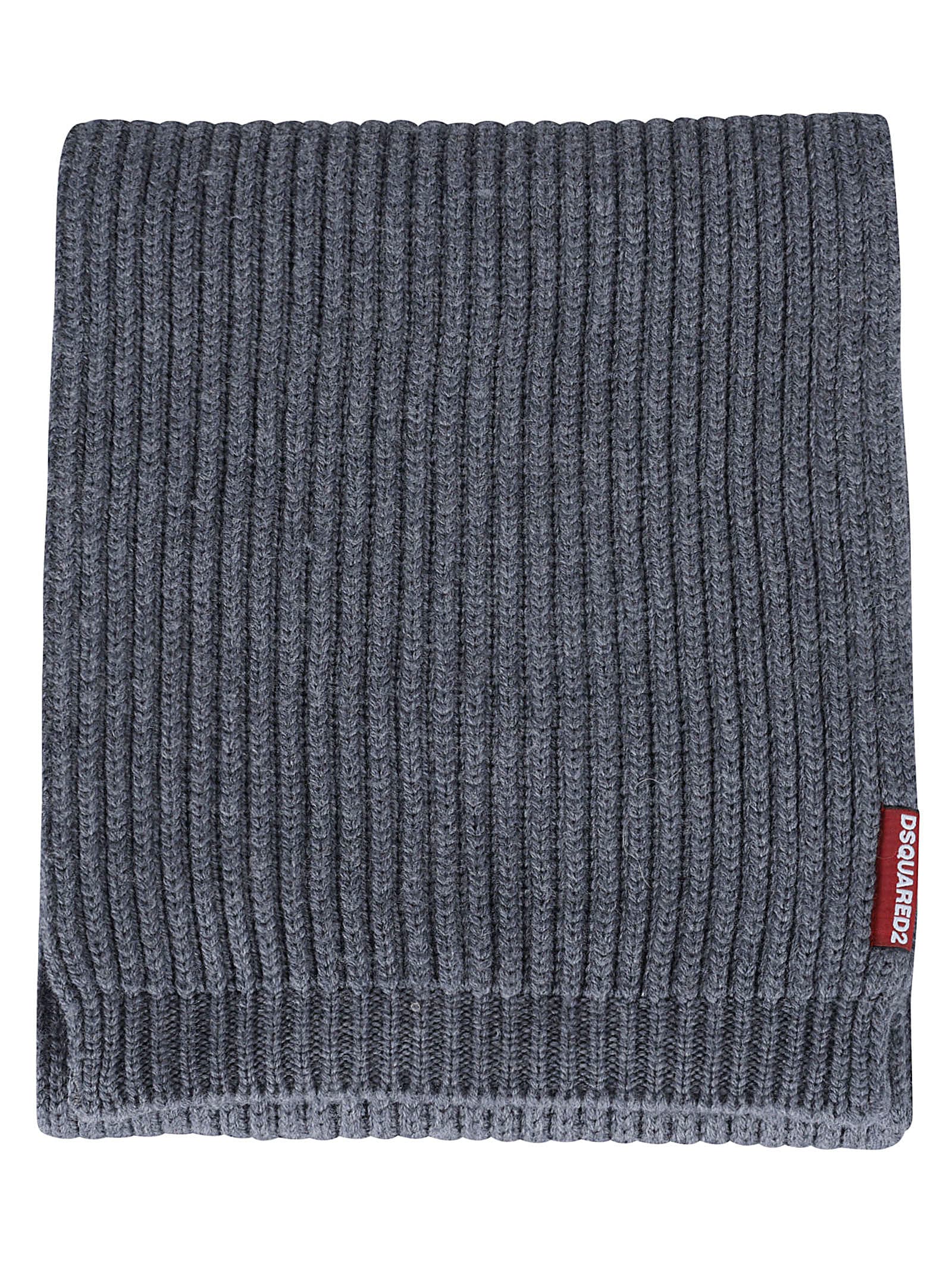 Shop Dsquared2 Woven Ribbed Beanie & Scarf Set In Grey