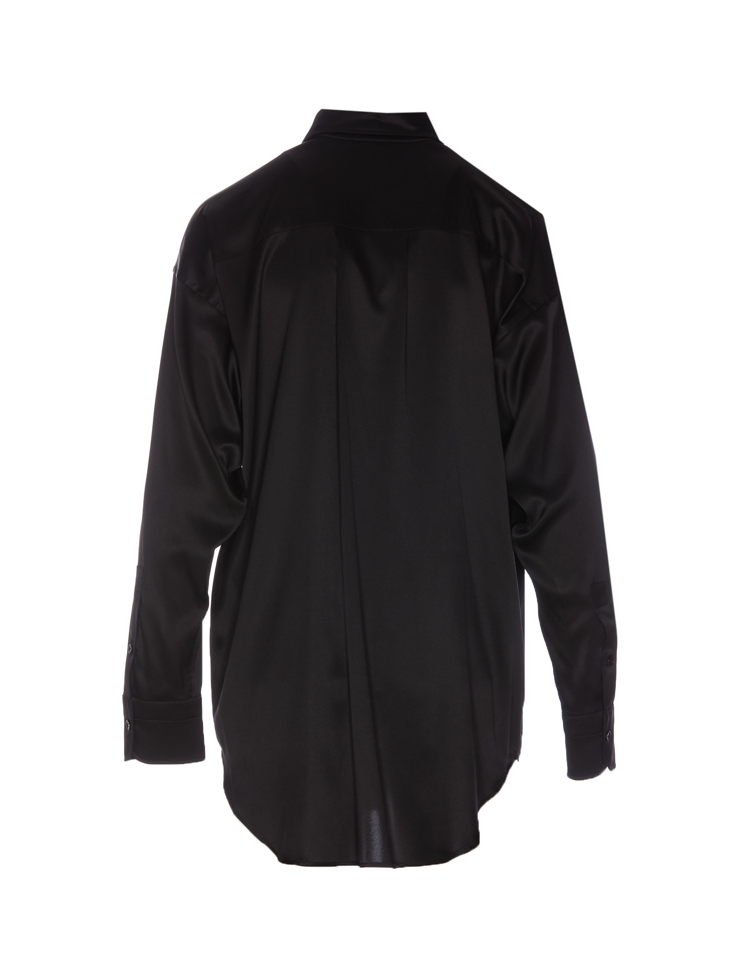 Tom Ford Stretch Silk Satin Relaxed Fit Shirt Clothing In Black