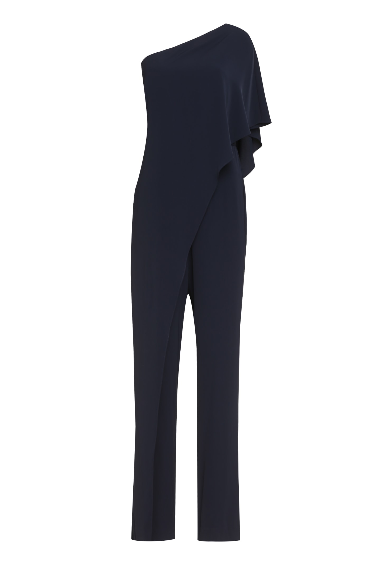 Ralph Lauren Georgette One-shoulder Jumpsuit In Blue