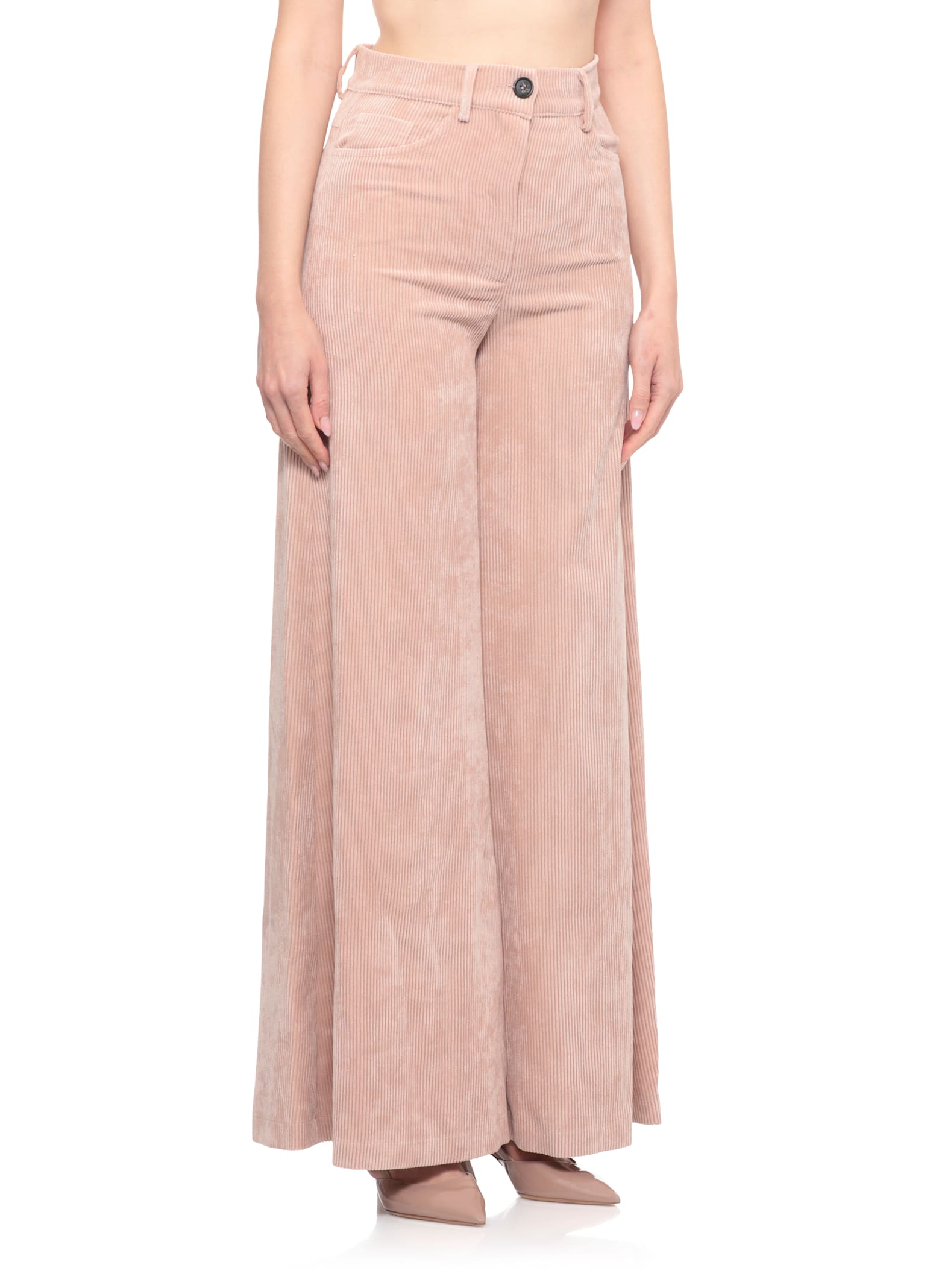 D Exterior Corduroy Palazzo Trousers In Pink
