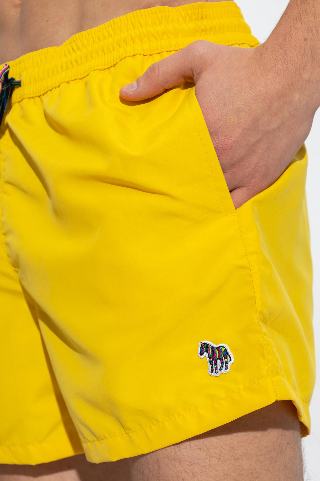 Shop Paul Smith Swimming Shorts With Patch In Yellow