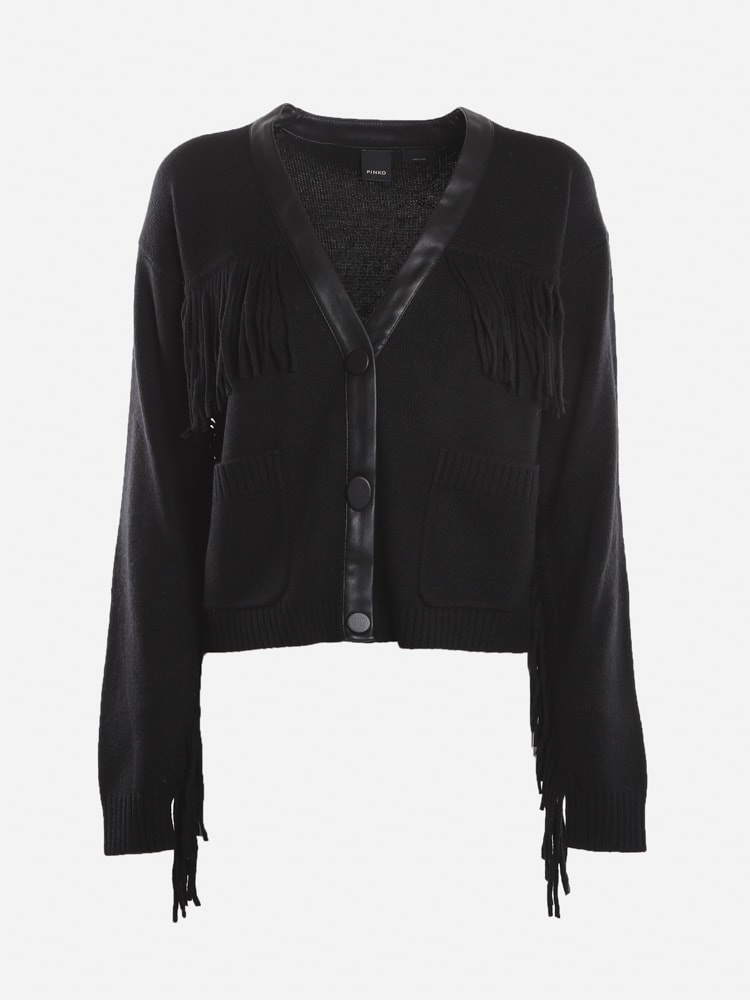 Pinko Wool Blend Cardigan With Fringes