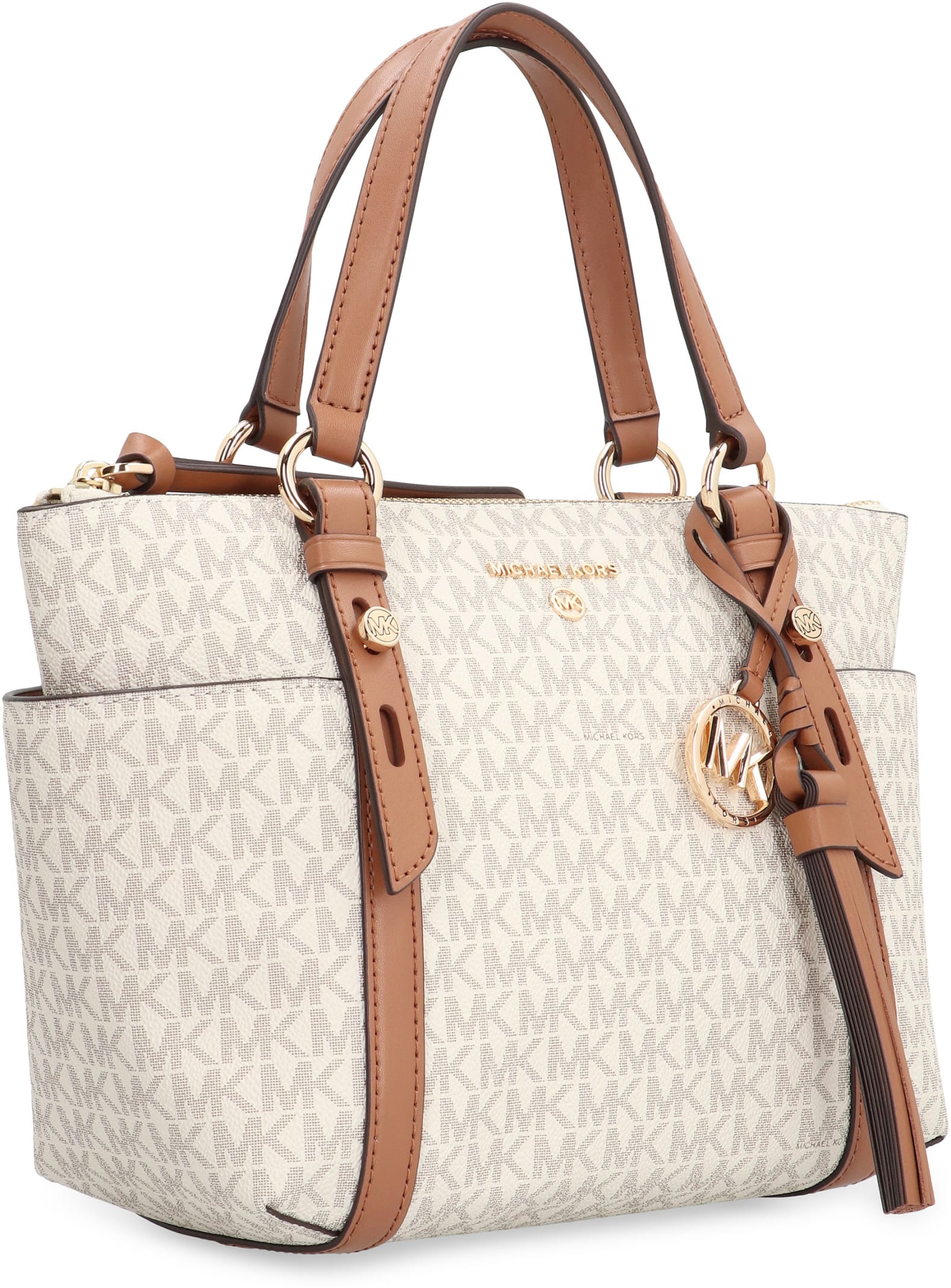 Shop Michael Michael Kors Sullivan Coated Canvas Tote In Panna