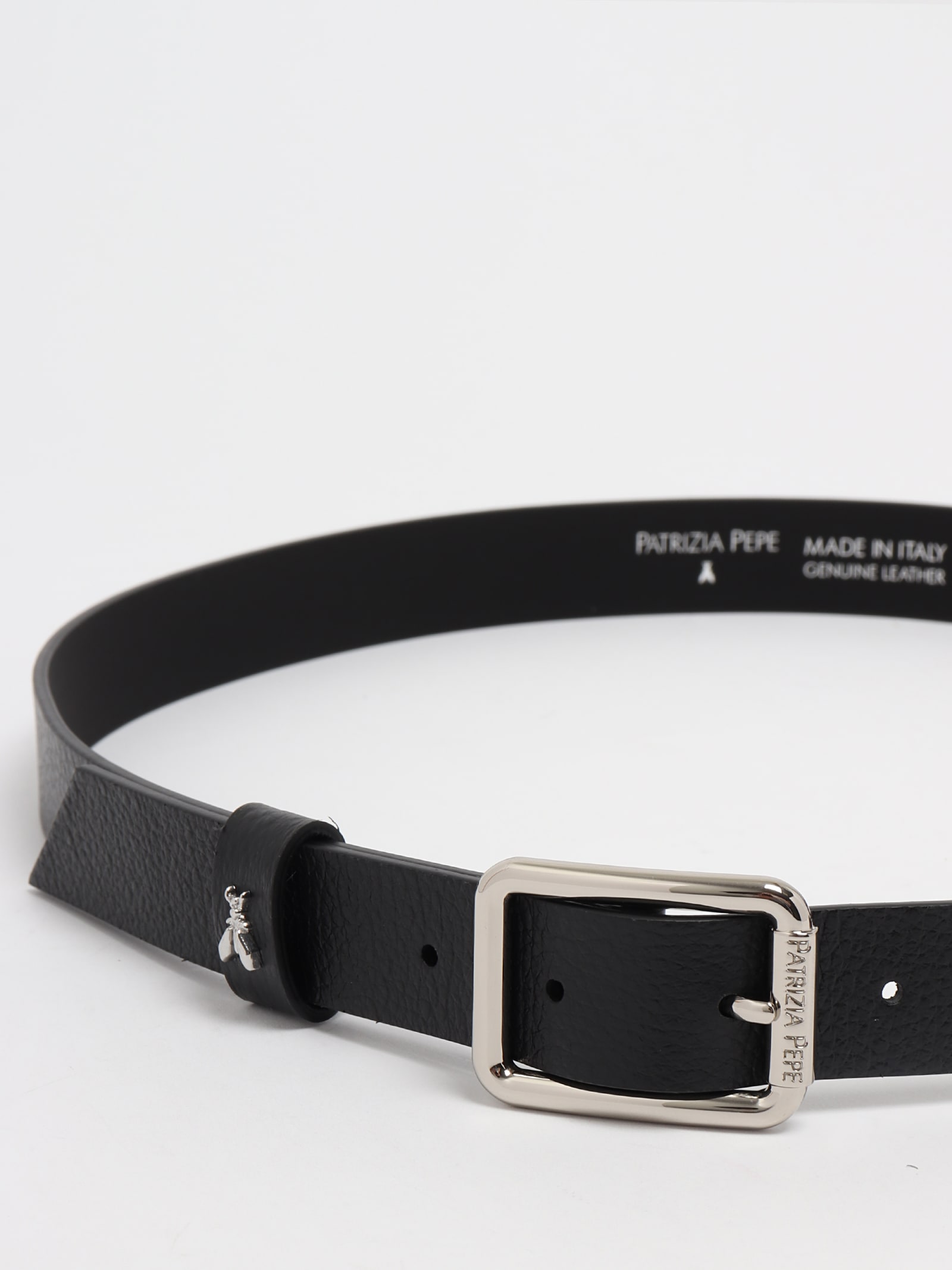 Shop Patrizia Pepe Leather Belt In Nero-silver