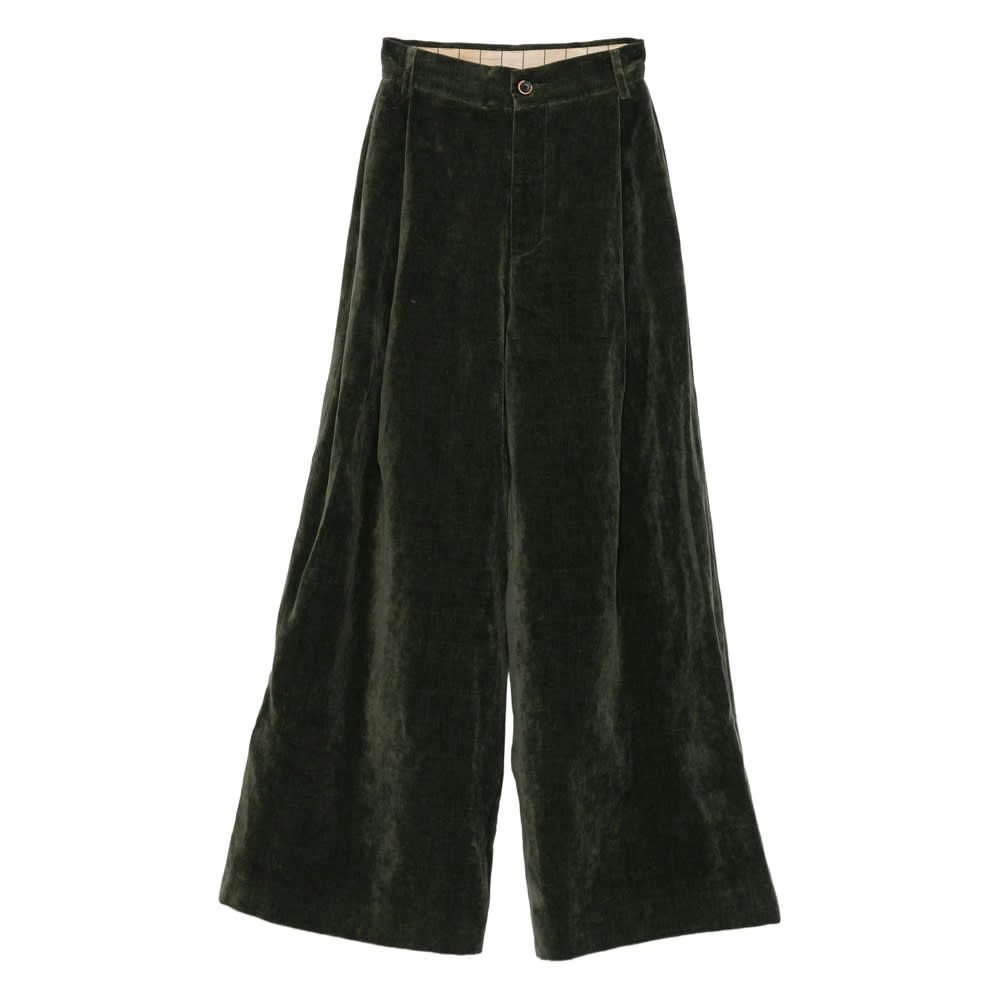 Uma Wang Pleated Velvet Trousers In Black