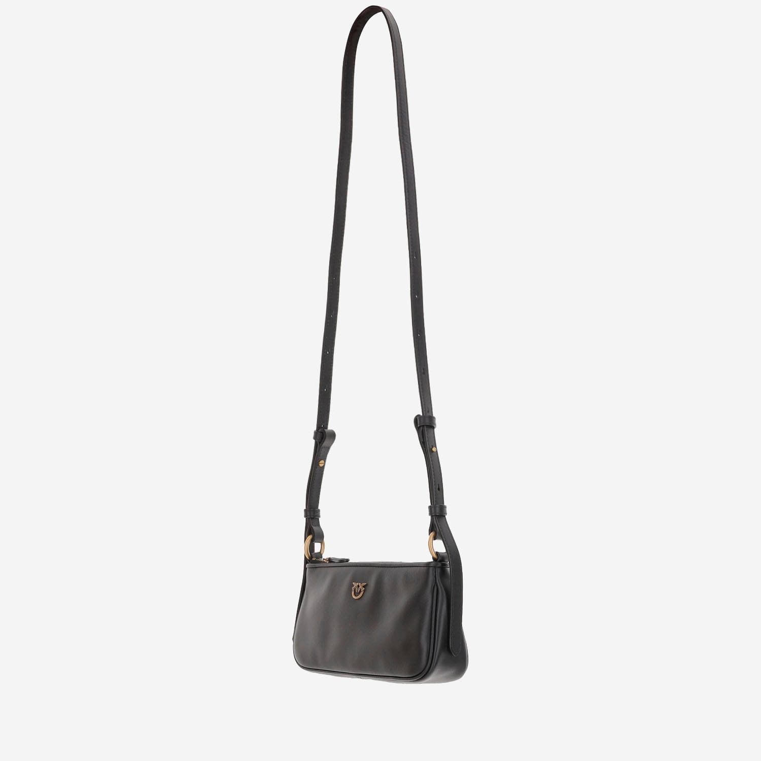 Pinko Mini Half Moon Baguette Leather Bag With Logo