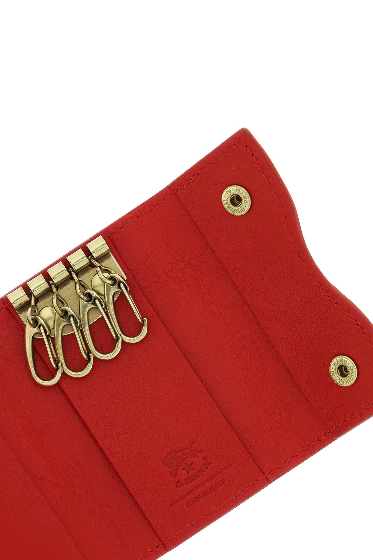 Shop Il Bisonte Leather Key Holder In Castagno Rosa (red)
