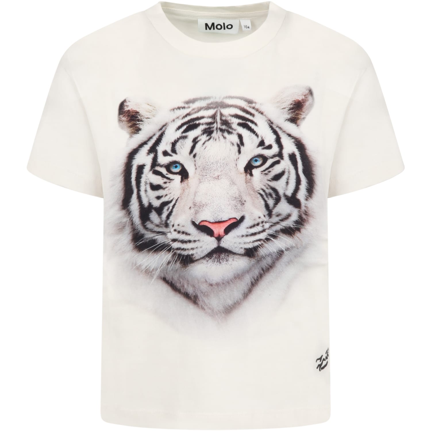 Molo Ivory T-shirt For Kids With Tiger
