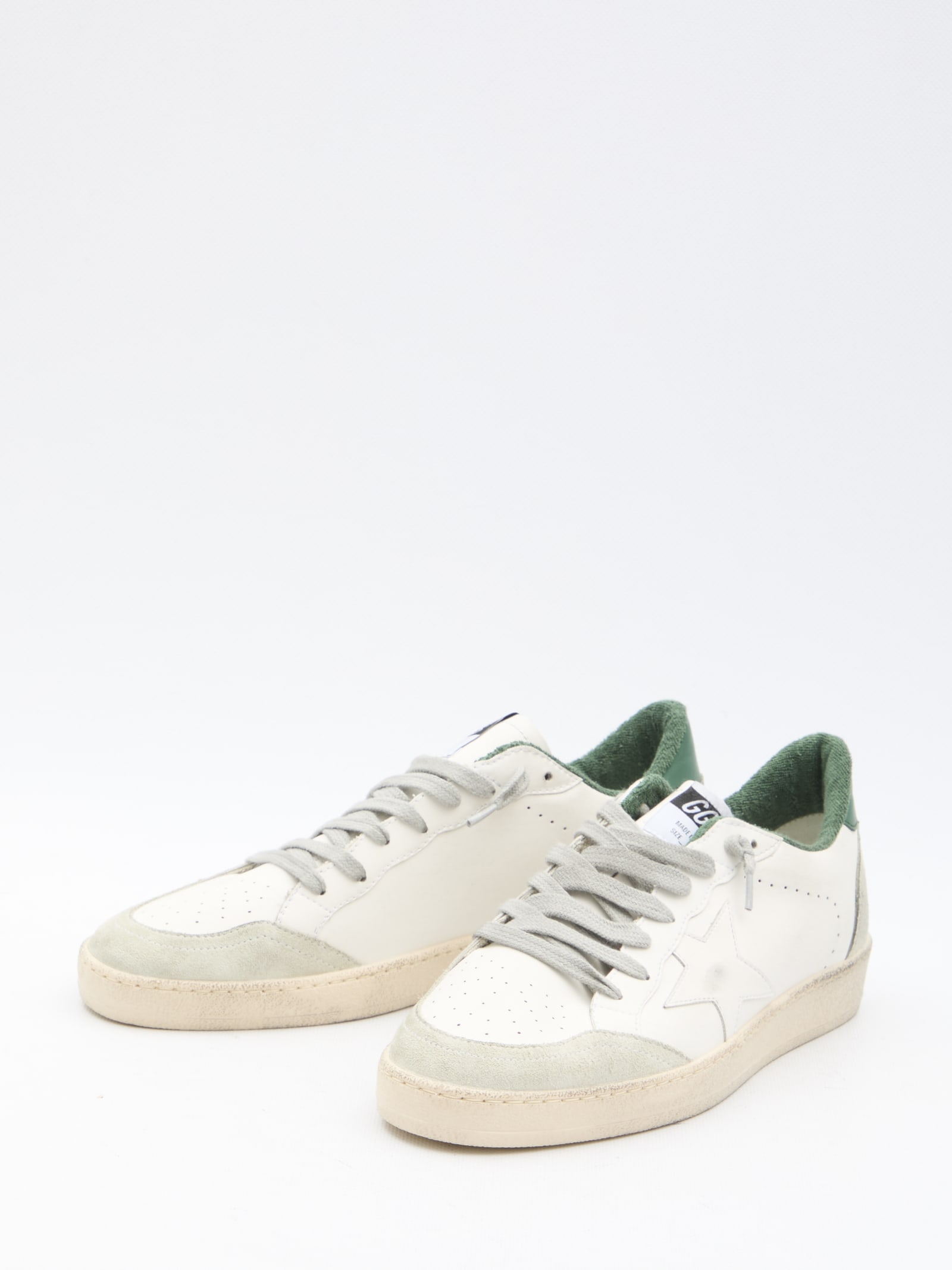 Shop Golden Goose Ball-star Sneakers In White/ice/green