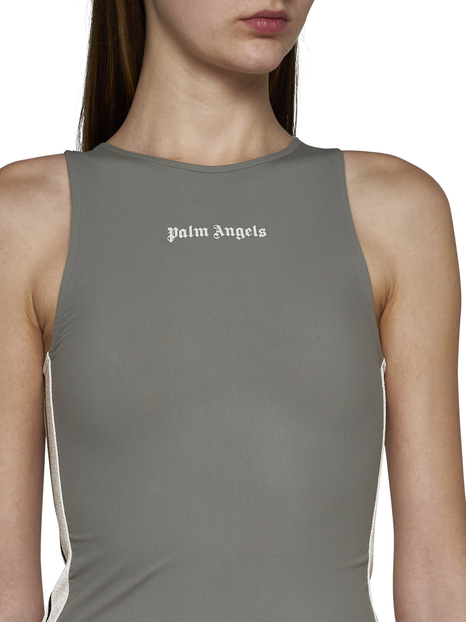 Shop Palm Angels Top In Kaki Off White