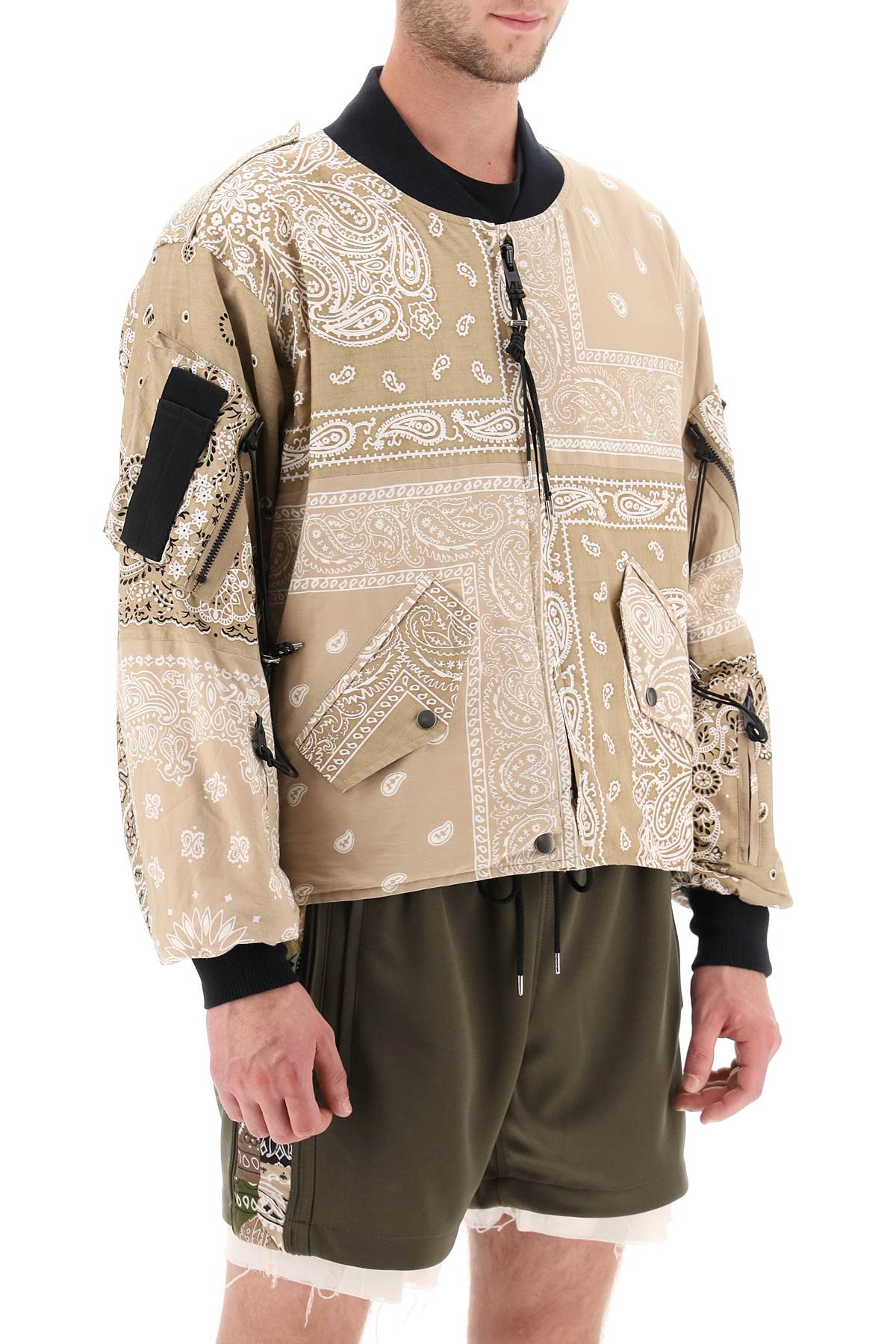 Shop Children Of The Discordance Bomber Jacket With Bandana Motif In Beige (beige)