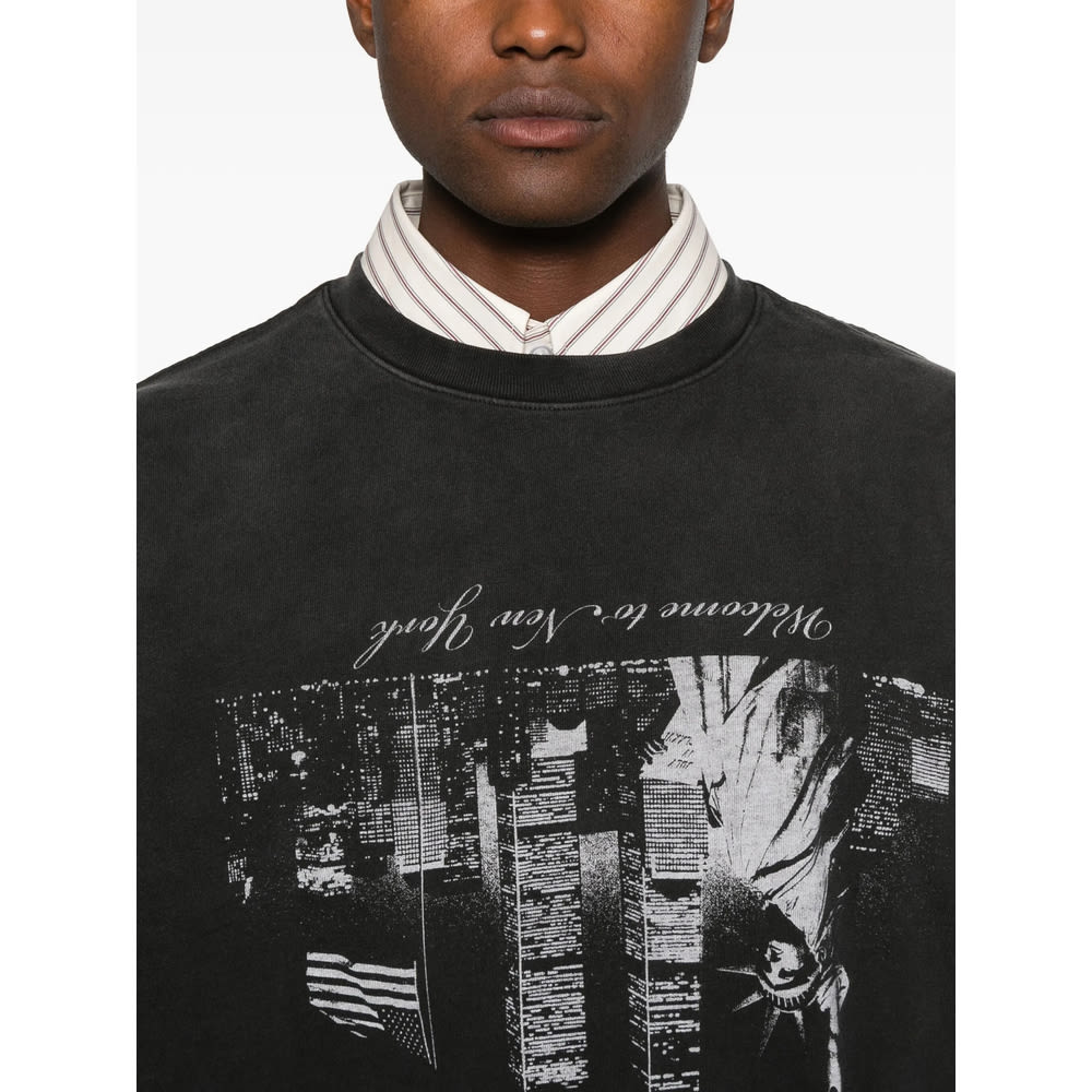 Willy Chavarria Washed Black Welcome To New York T-shirt In Black