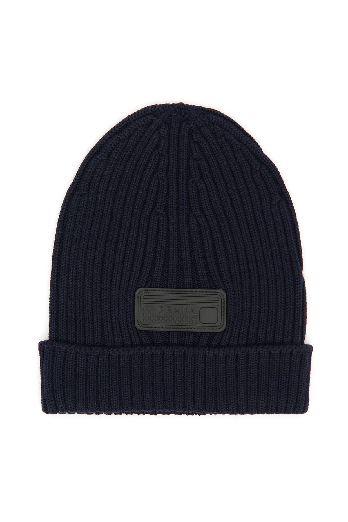 Prada Prada Knit Beanie With Logo Patch - BLUE (Blue) - 10968821 | italist