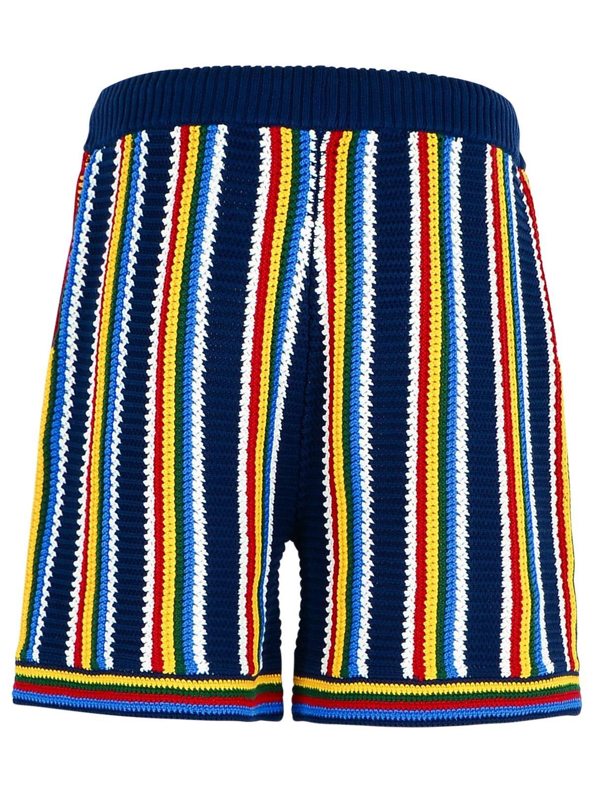 Casablanca 'striped Viscose Bermuda Shorts' In Navy