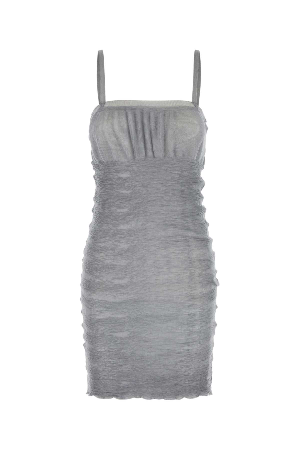 Silver Polyester Pat Mini Dress